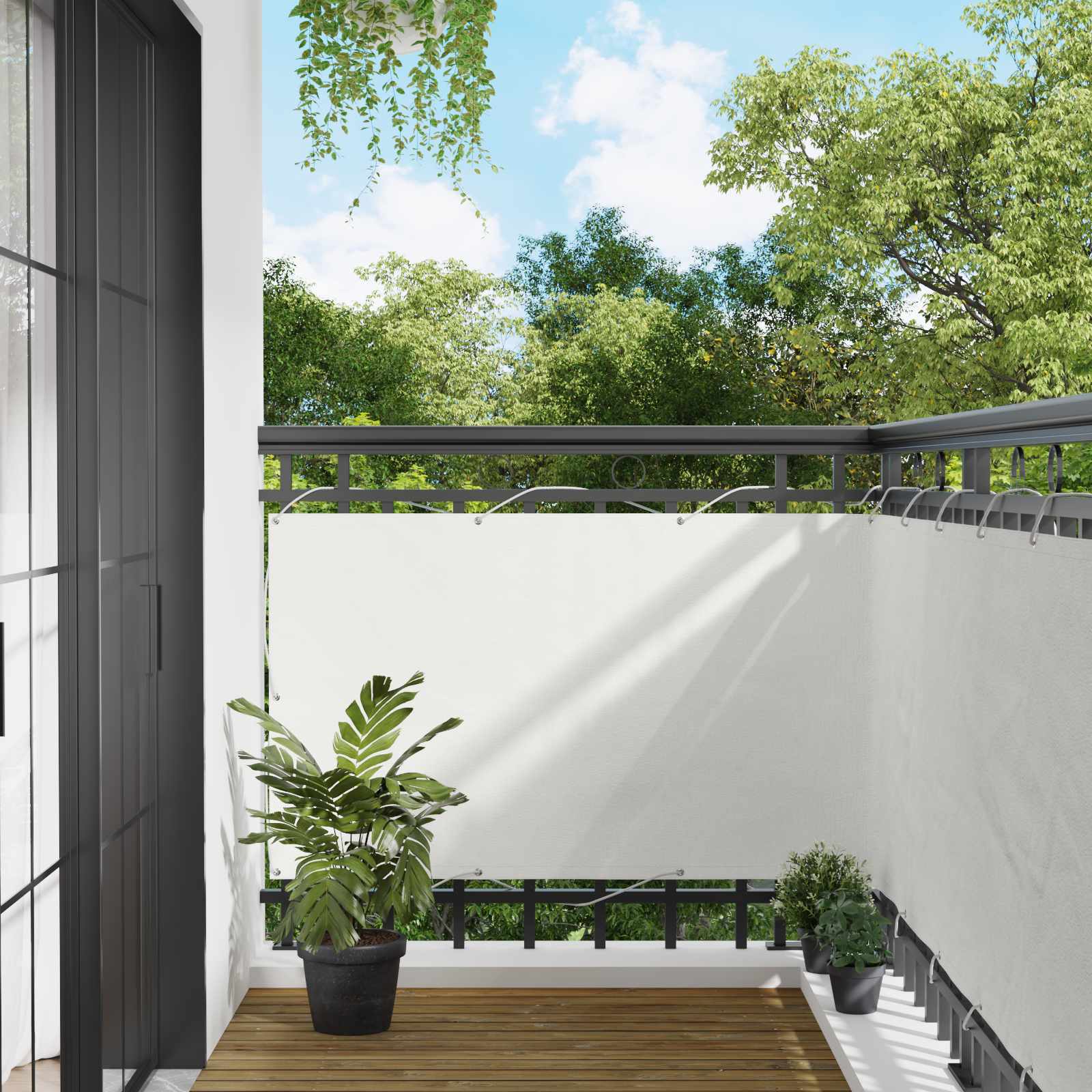 Balcony ekran Bijeli 100 x 200 cm Oxford tkanina