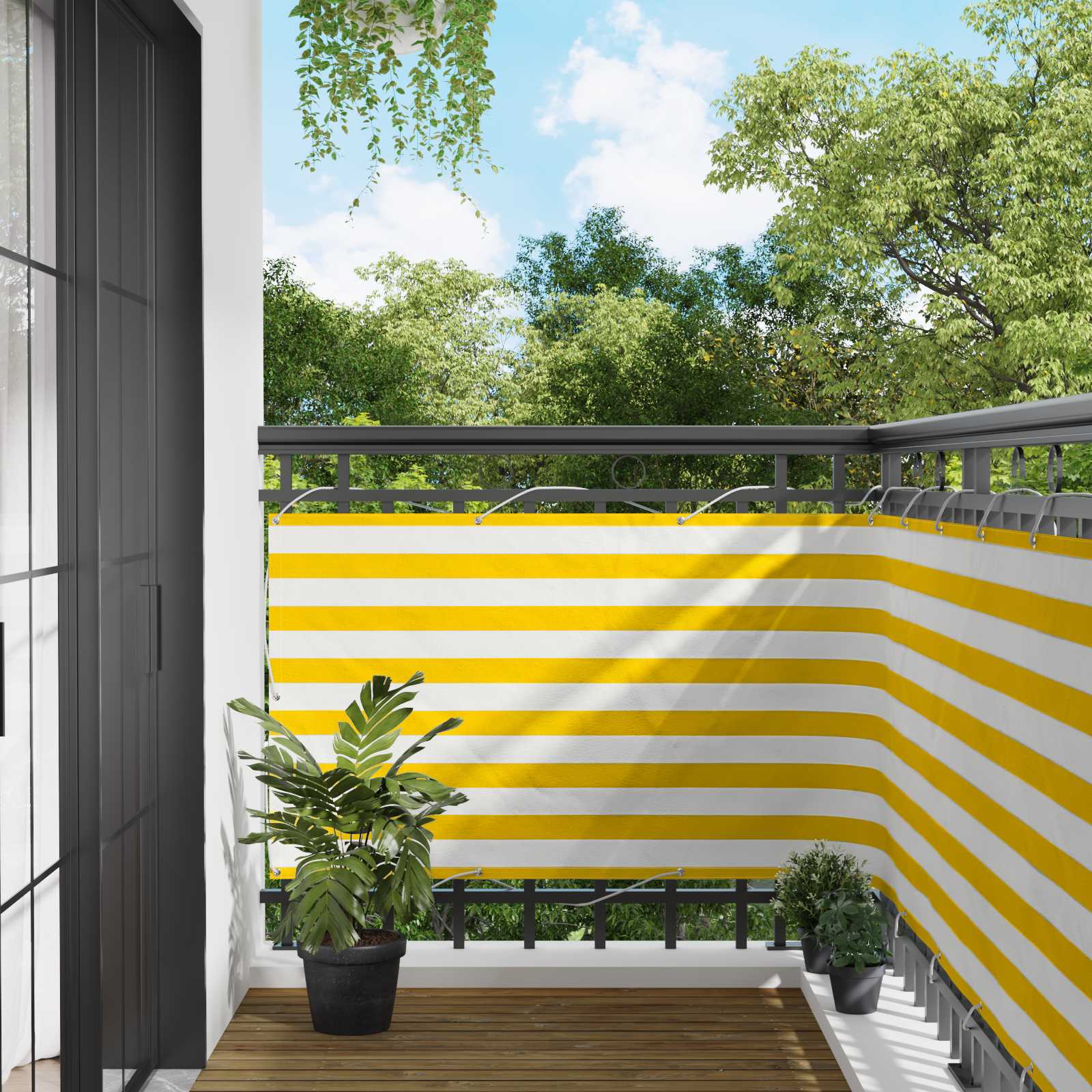 Balcony ekran Žuta i bijela 90 x 200 cm