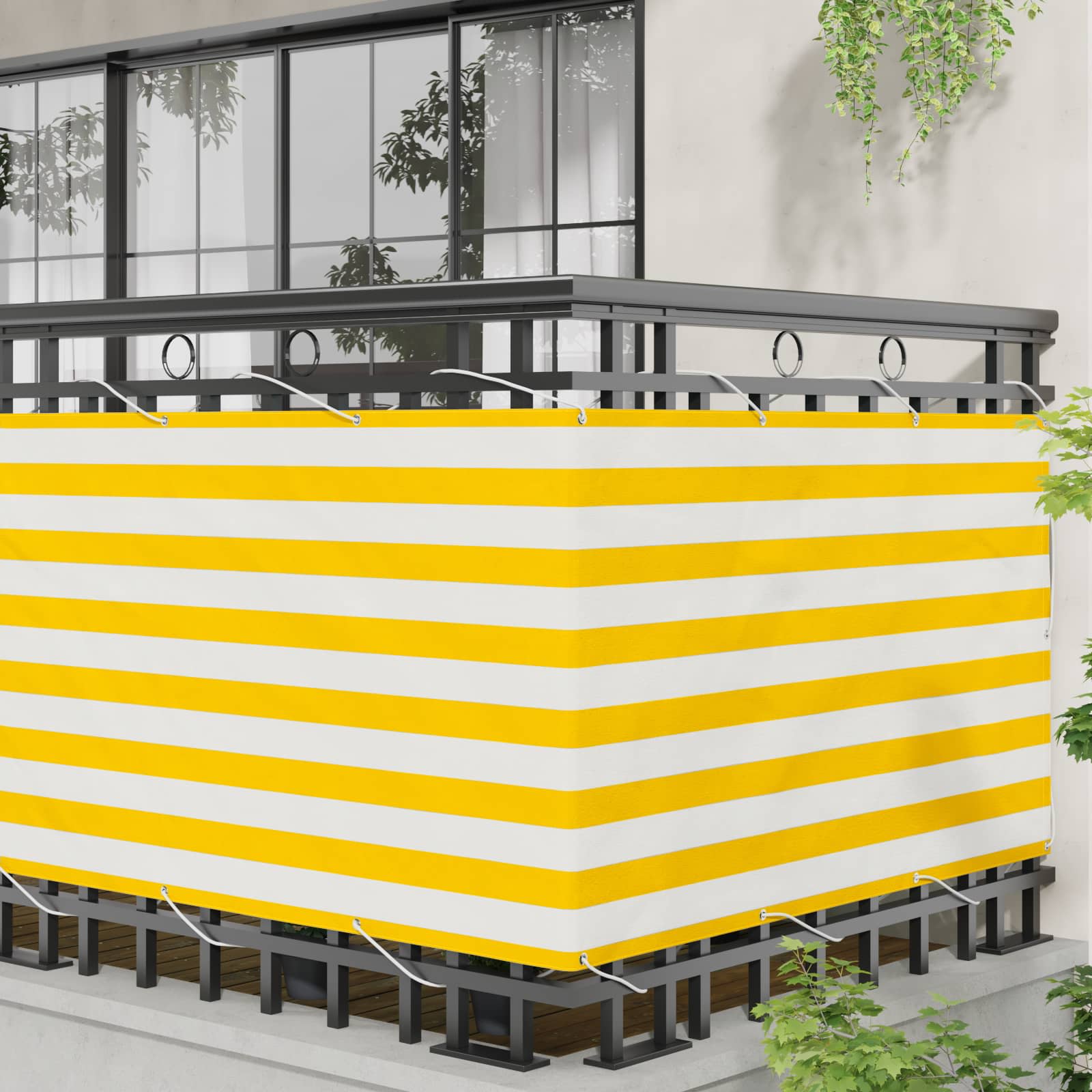 Balcony ekran Žuta i bijela 90 x 200 cm