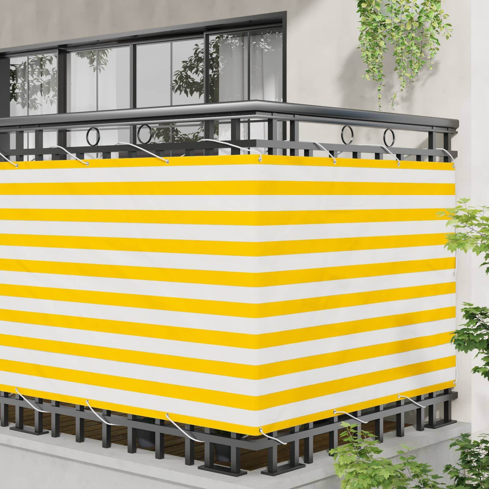 Balcony ekran Žuta i bijela 110 x 600 cm Oxford tkanina