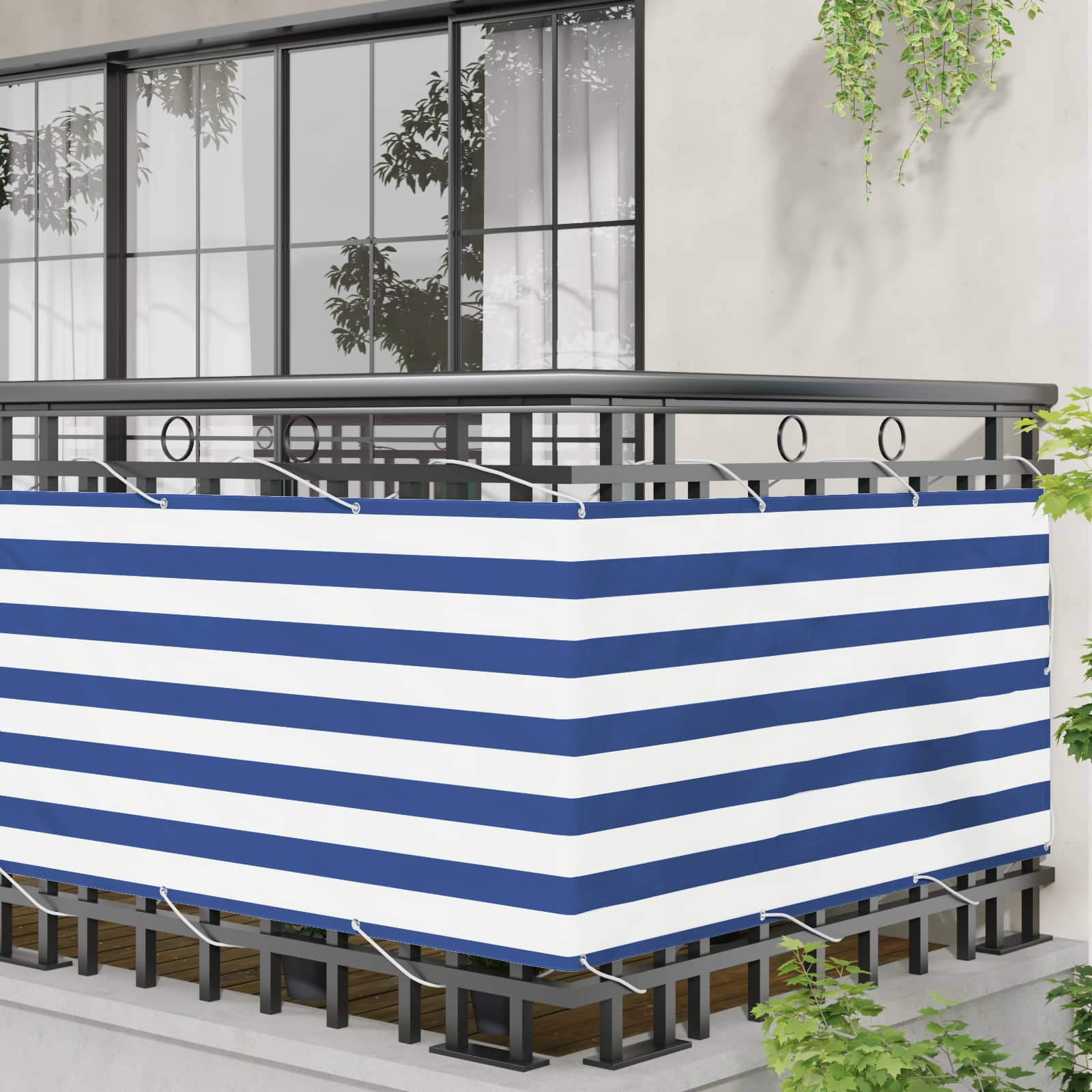Balcony ekran Plava i bijela 75 x 200 cm