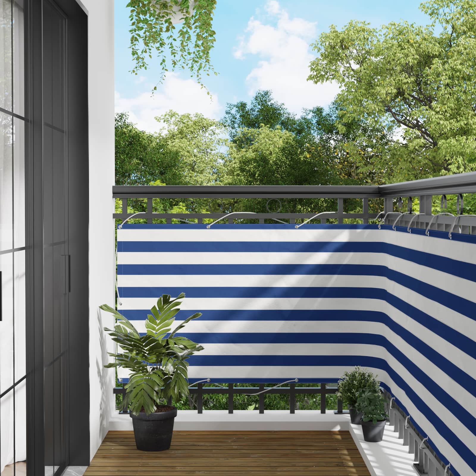 Balcony ekran Plava i bijela 100 x 500 cm