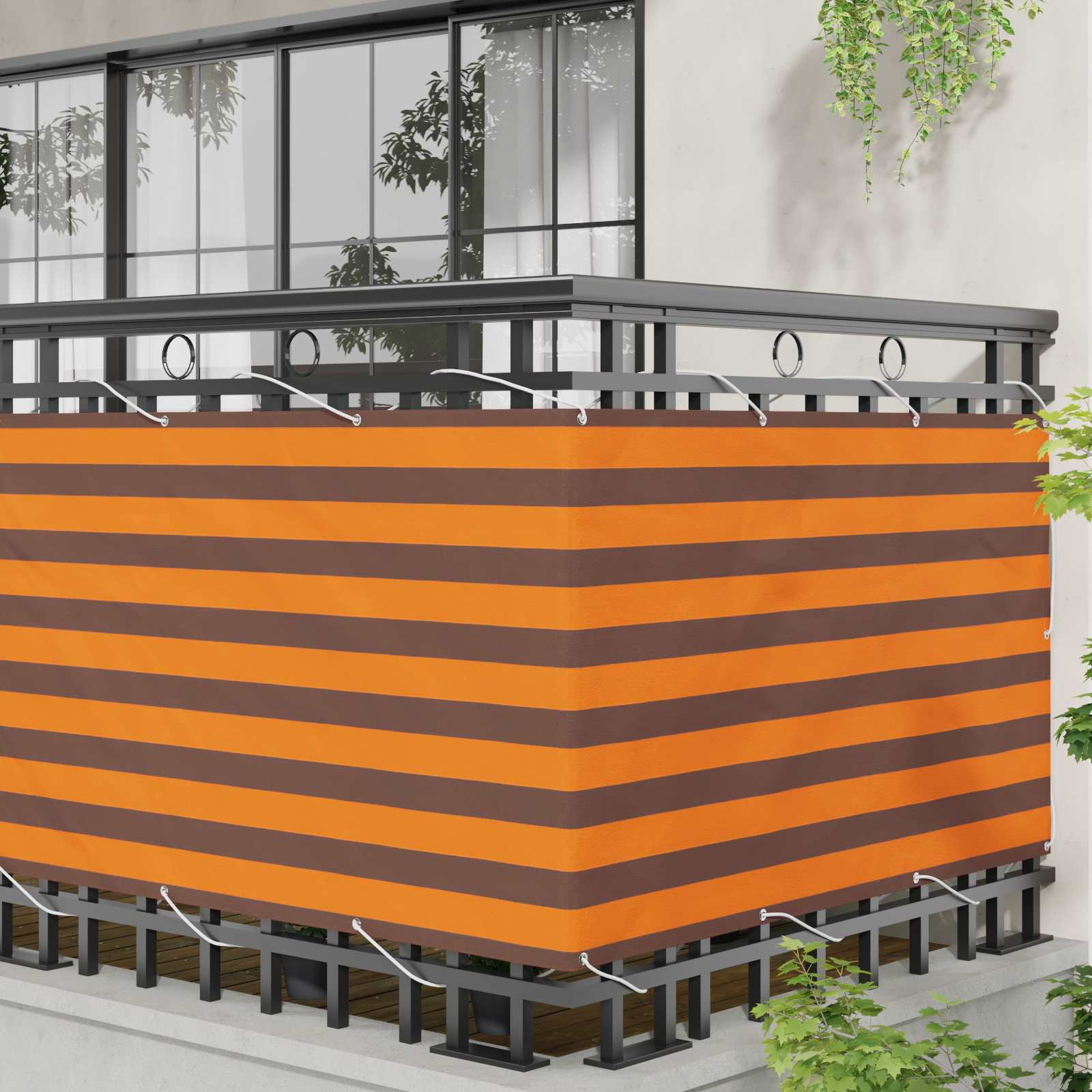 Balcony ekran Narančasta i smeđa 100 x 700 cm Oxford tkanina