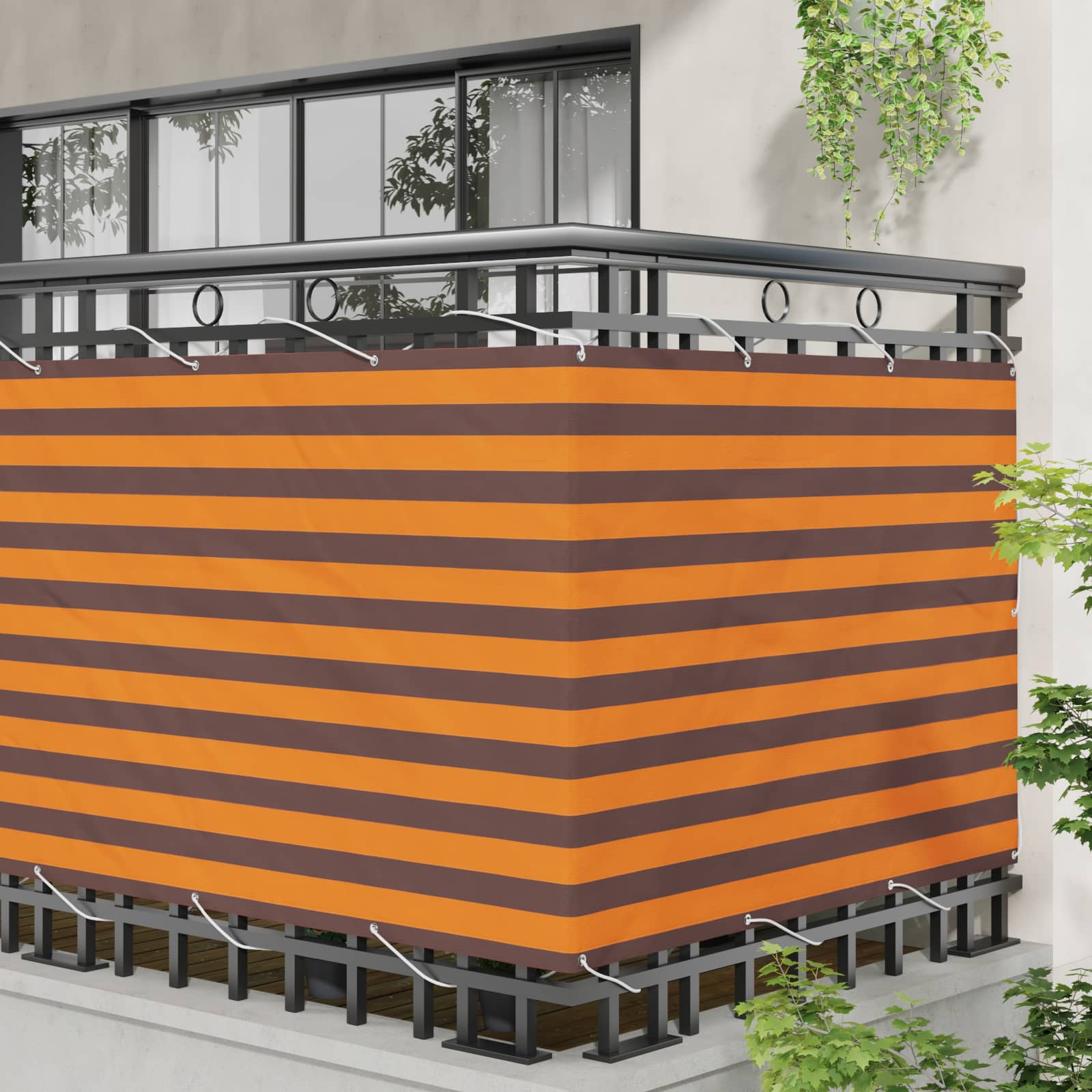 Balcony ekran Narančasta i smeđa 110 x 400 cm Oxford tkanina