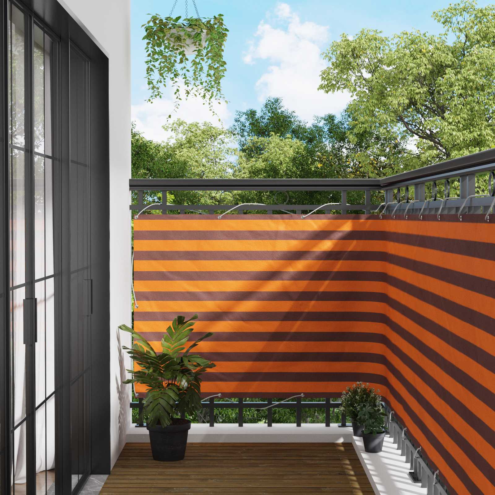 Balcony ekran Narančasta i smeđa 110 x 800 cm Oxford tkanina