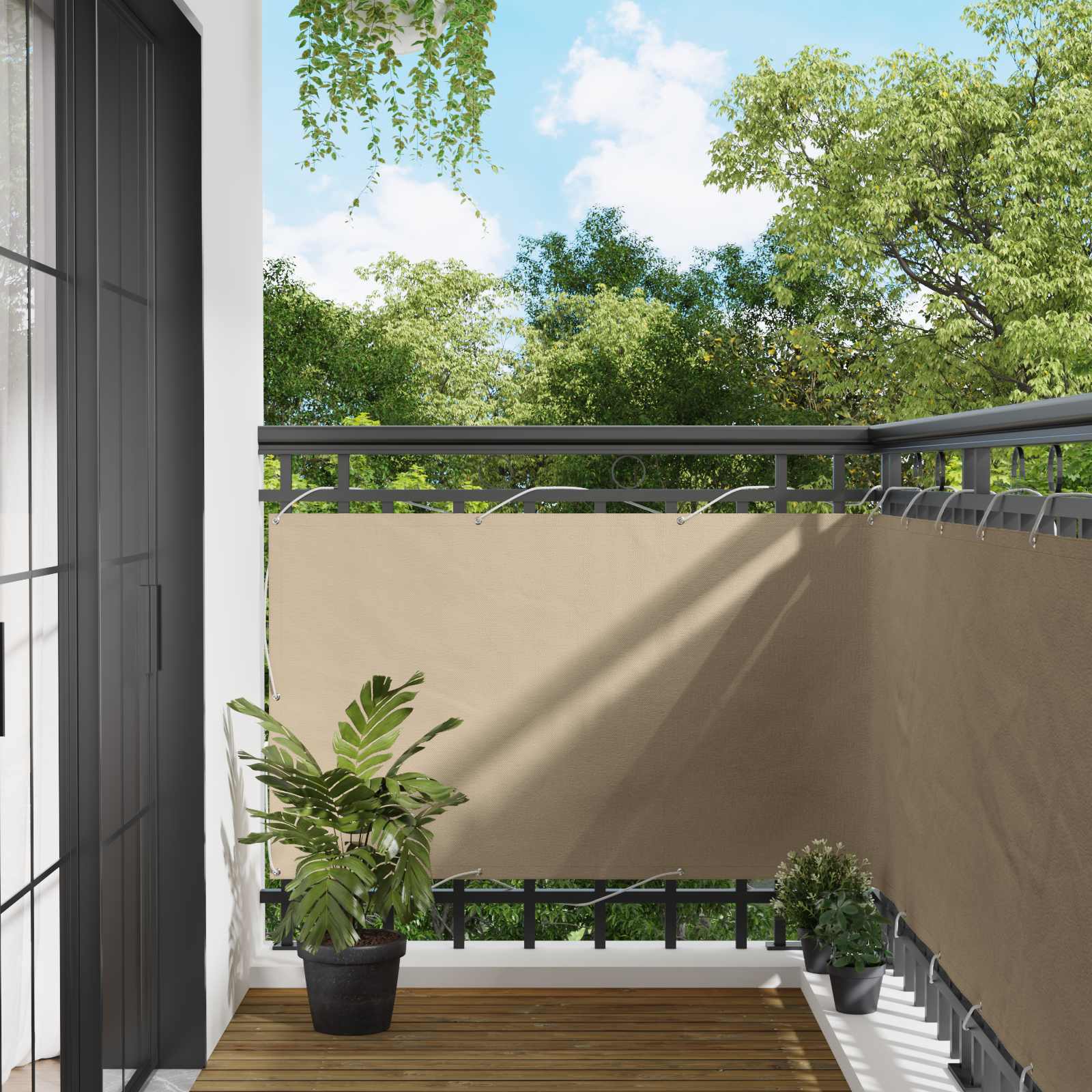Balcony ekran Bež 100 x 300 cm Oxford tkanina