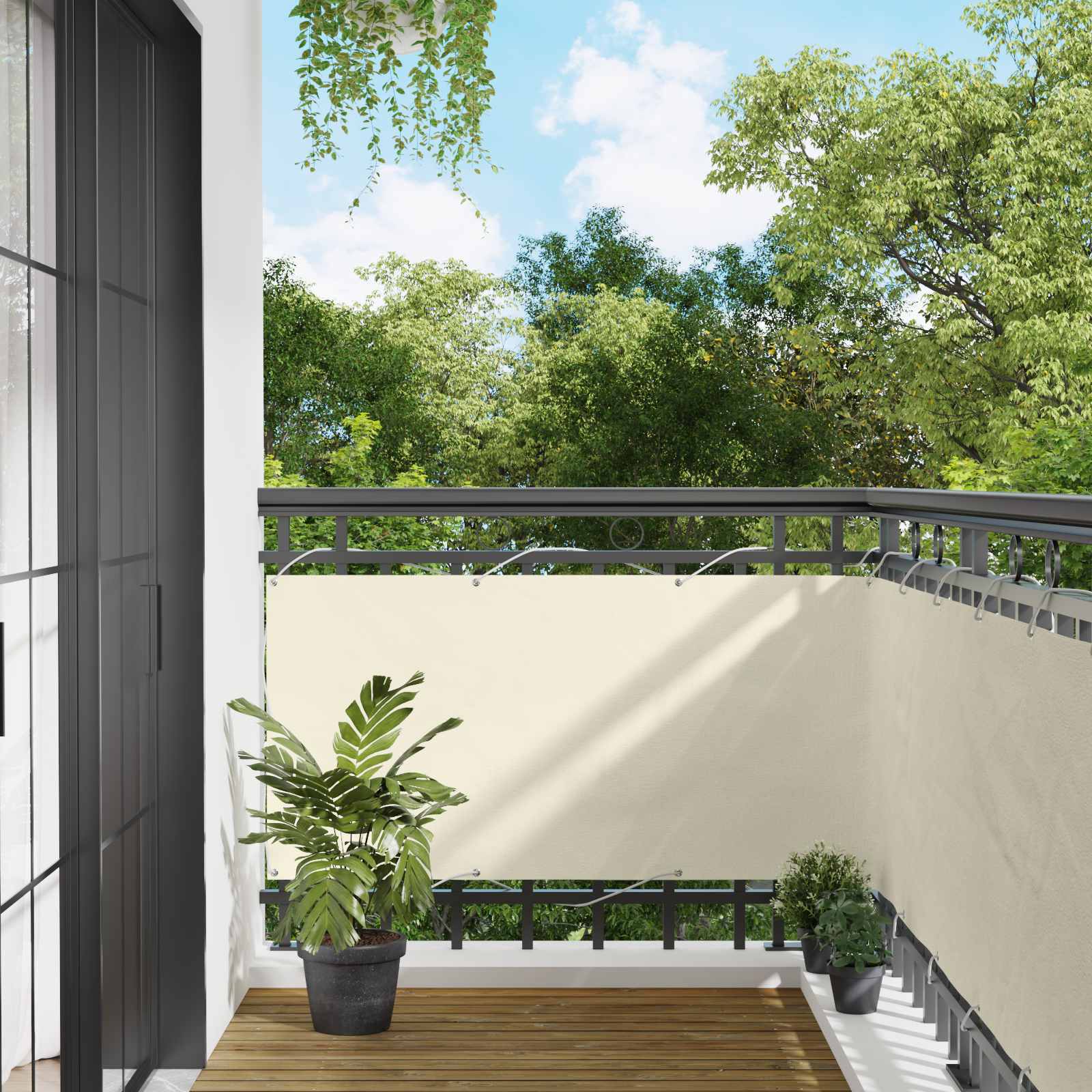 Balcony ekran Krema 75 x 200 cm Oxford tkanina