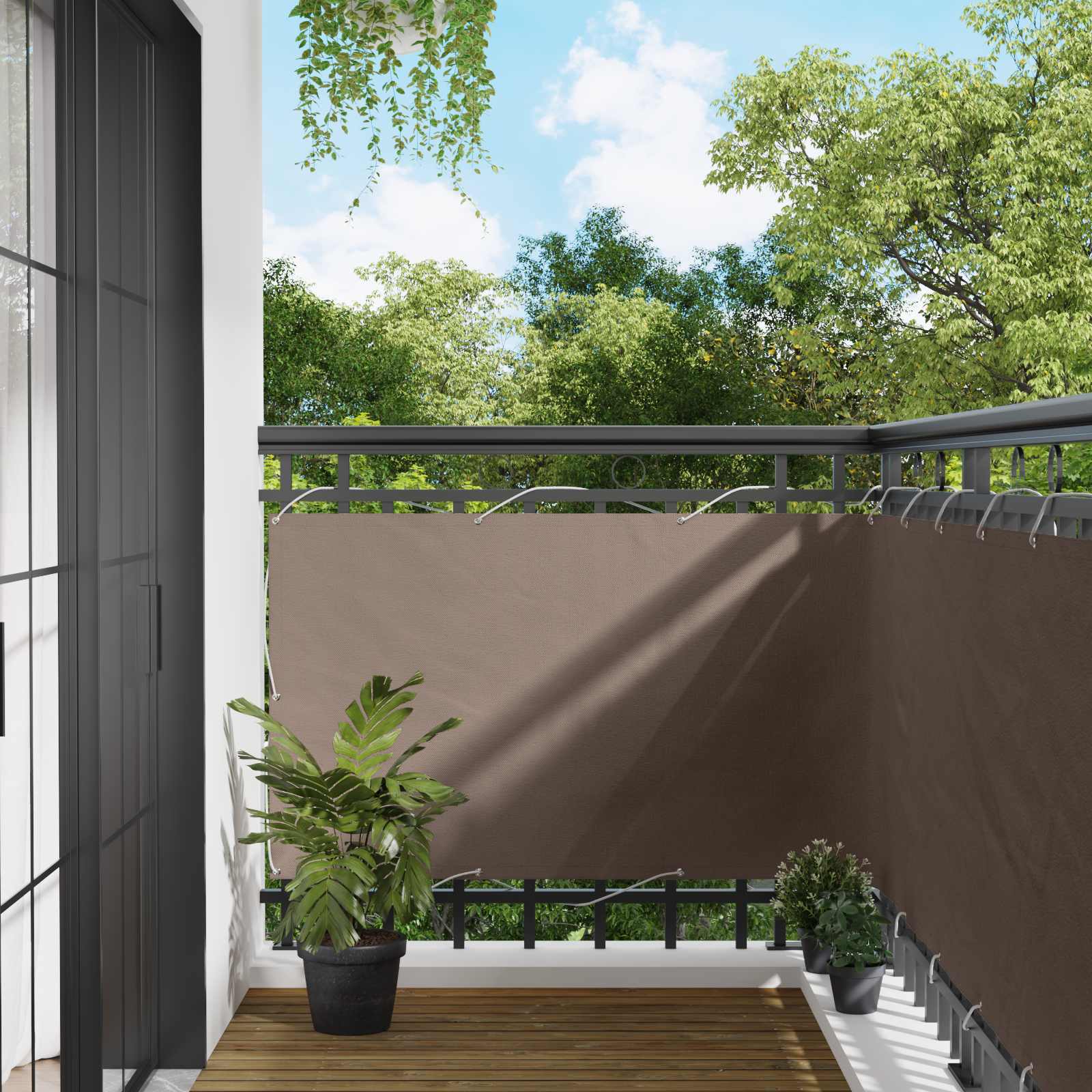 Balcony ekran Sivo-smeđa 100 x 200 cm Oxford tkanina