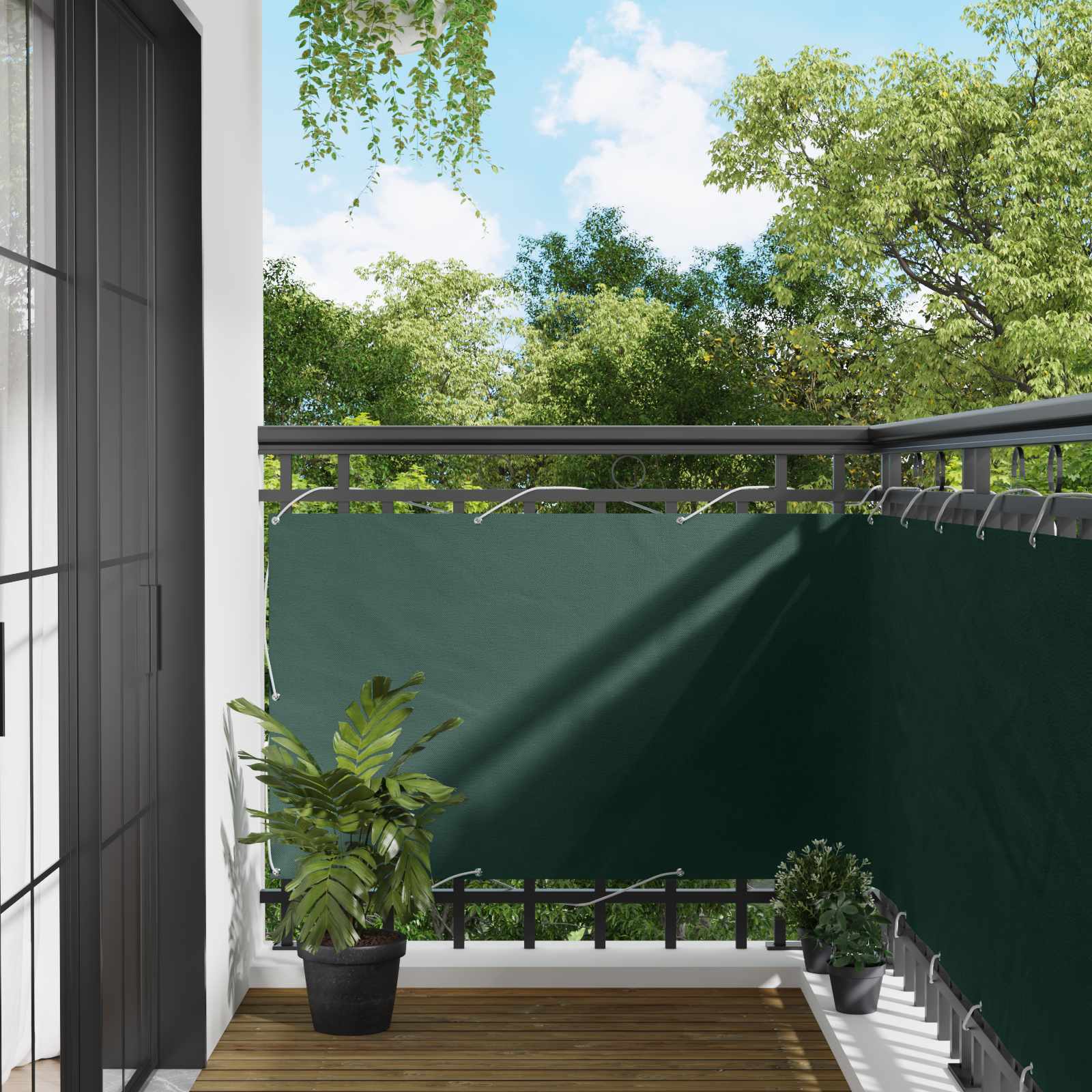 Balcony ekran Tamnozelena 100 x 200 cm Oxford tkanina