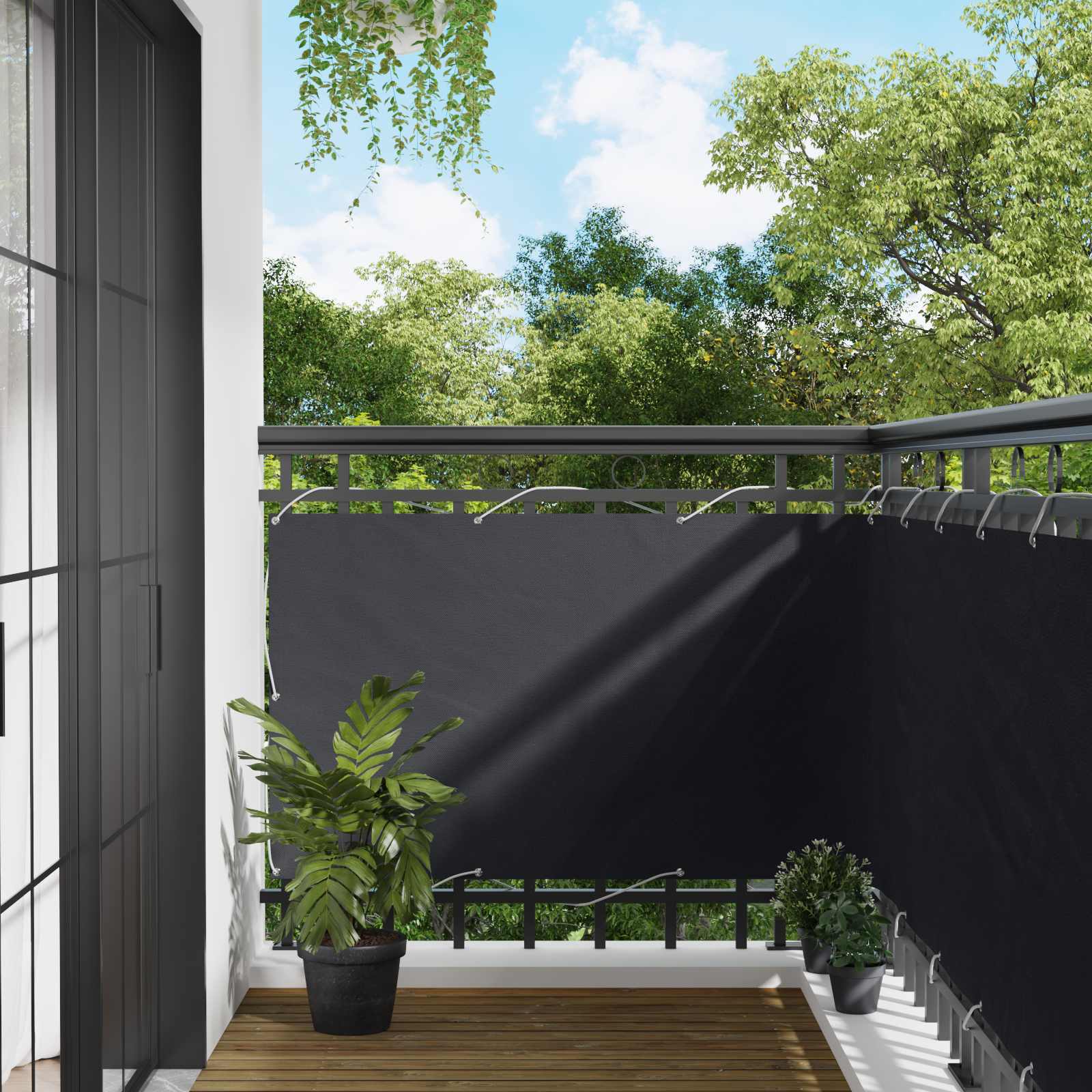 Balcony ekran Crna 100 x 500 cm Oxford tkanina