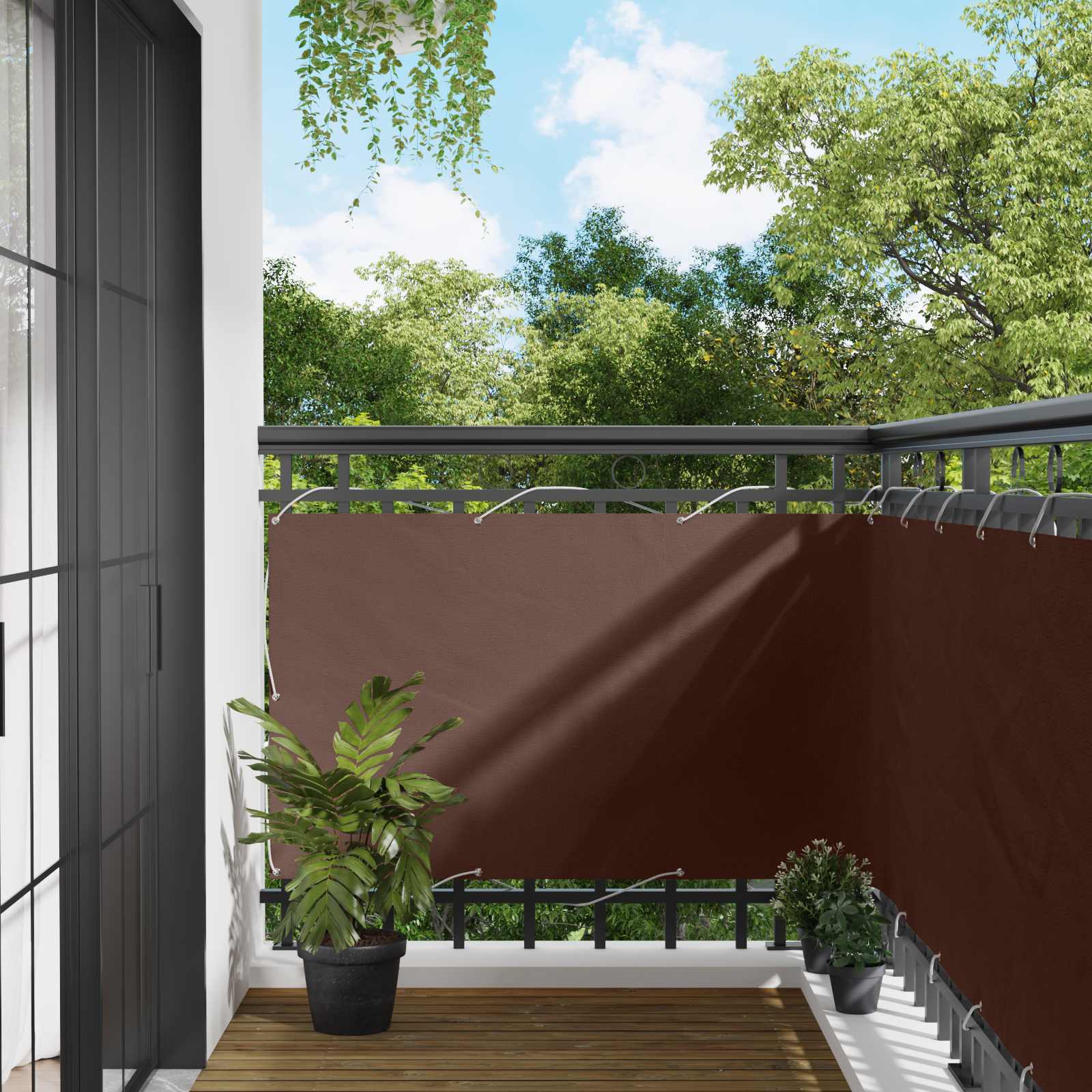 Balcony ekran Smeđa 100 x 700 cm Oxford tkanina