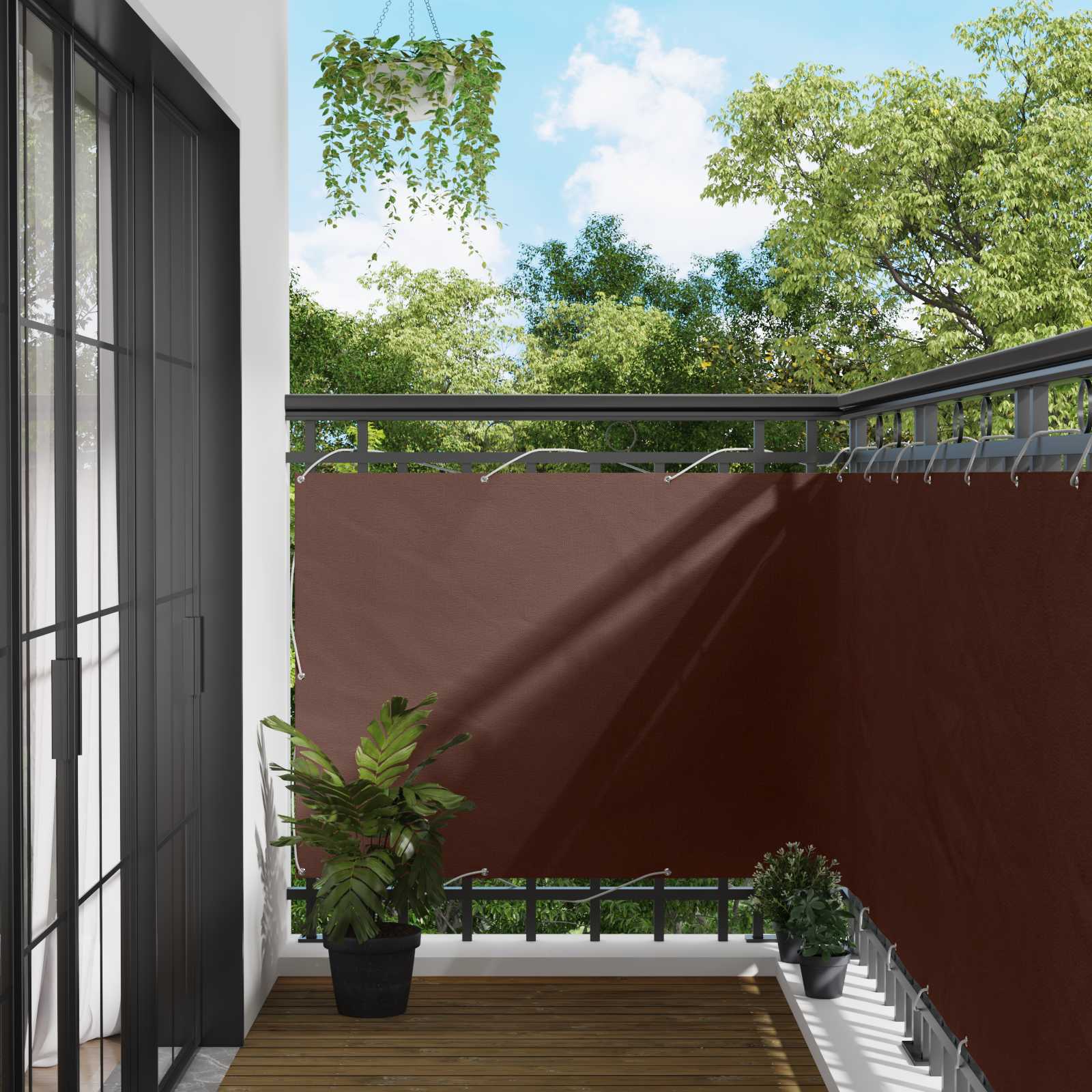 Balcony ekran Smeđa 110 x 600 cm Oxford tkanina