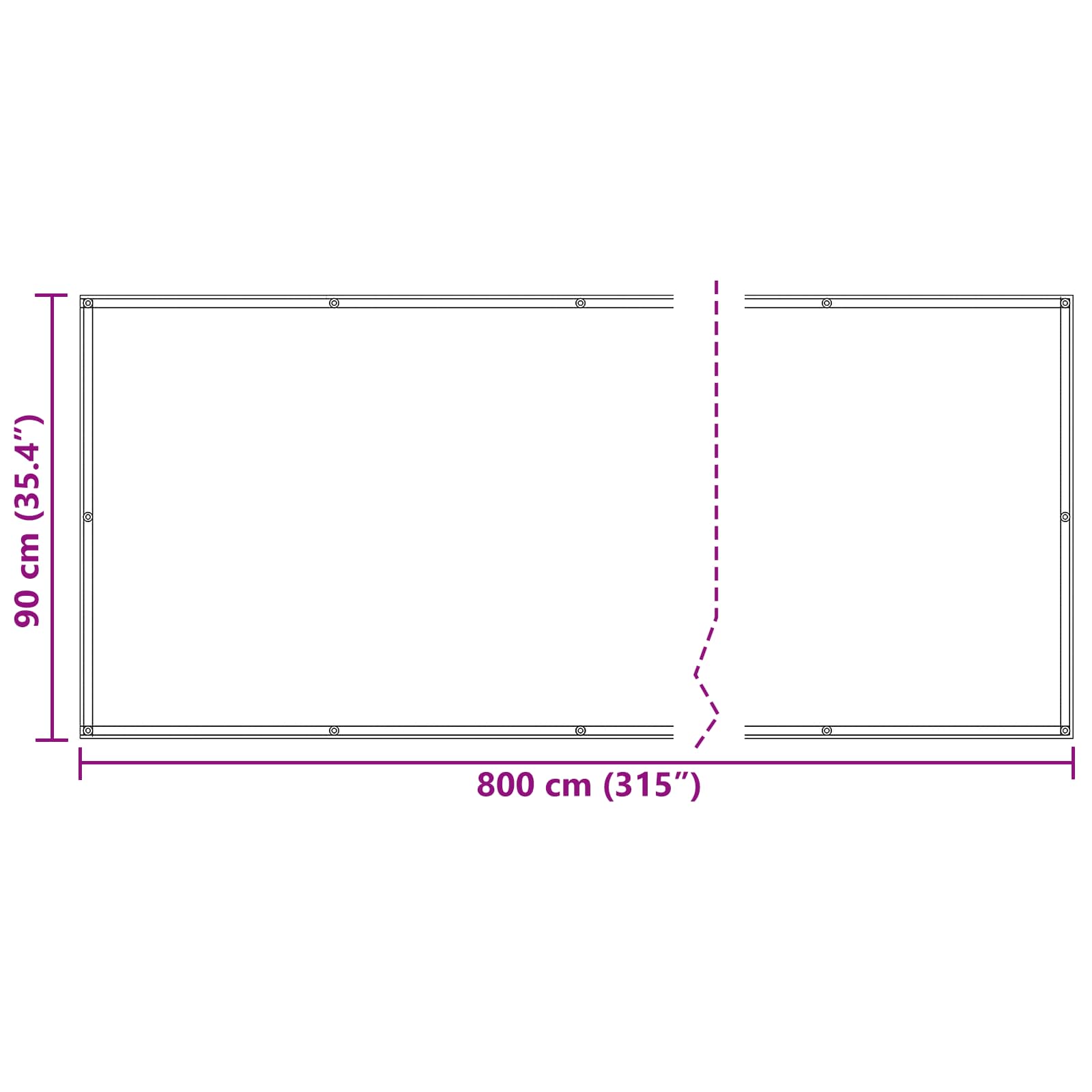 Balcony ekran Svijetlo siva i bijela. 90 x 800 cm