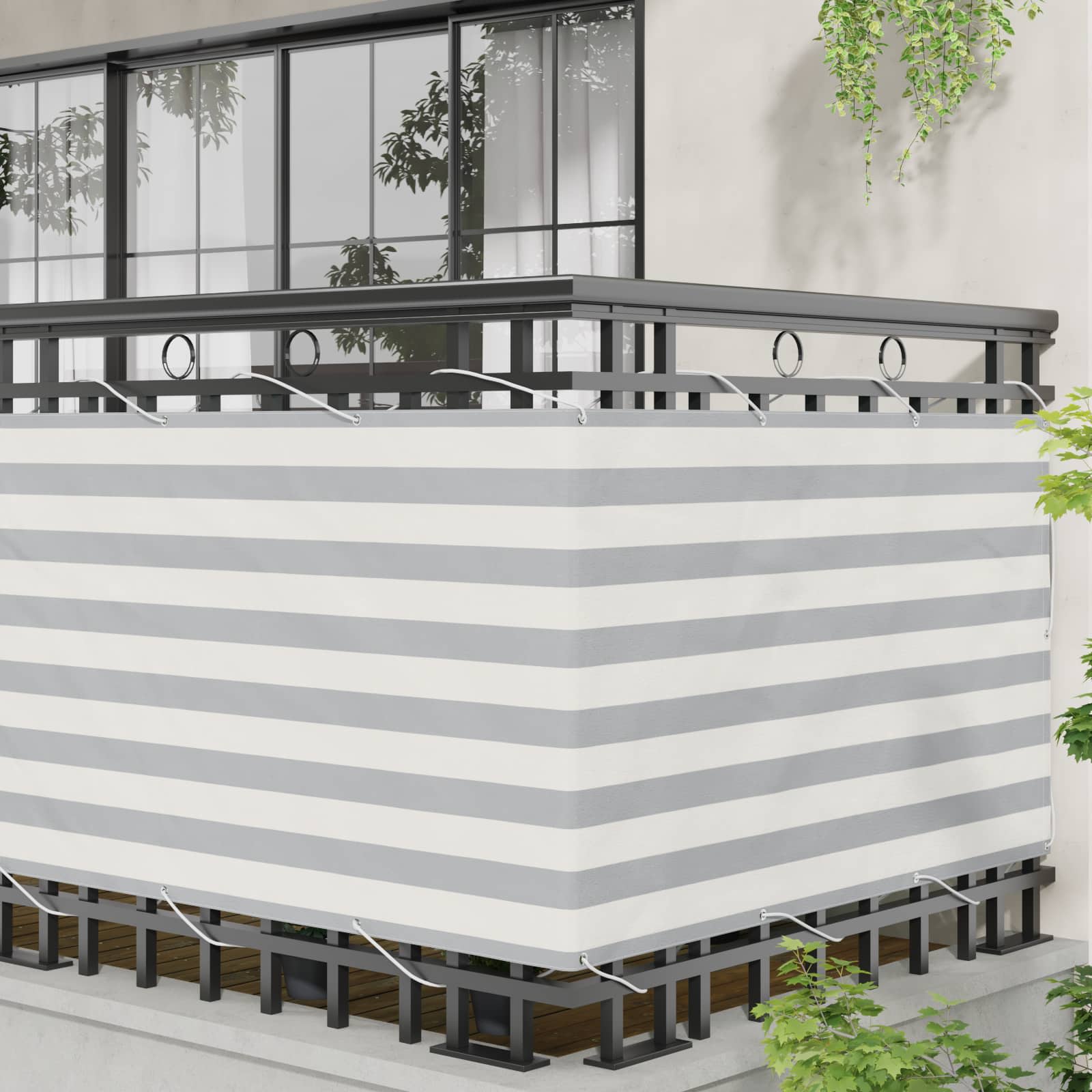 Balcony ekran Svijetlo siva i bijela. 100 x 1000 cm