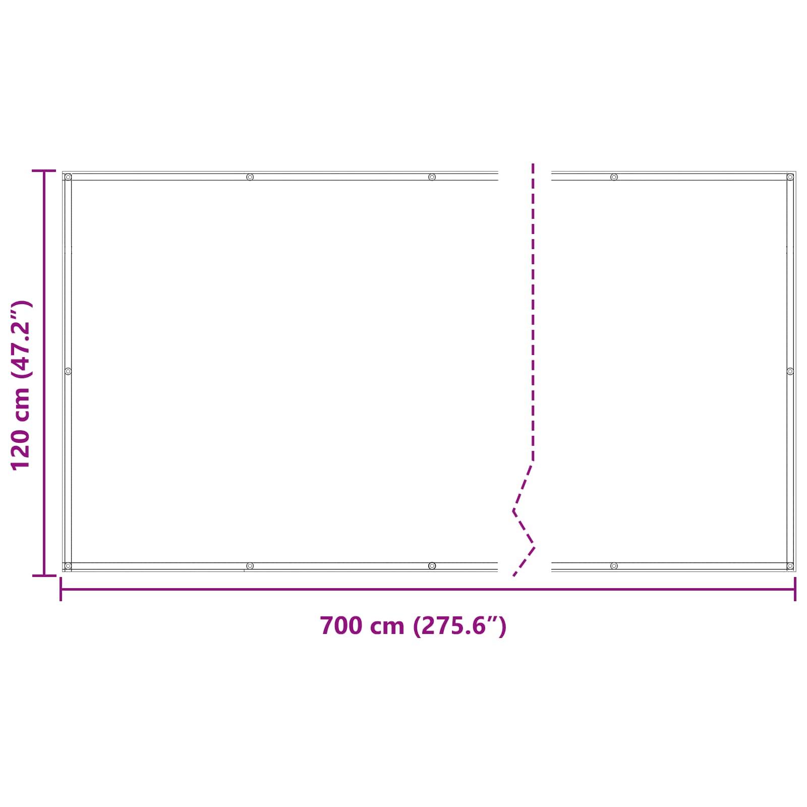 Balcony ekran Svijetlo siva i bijela. 120 x 700 cm