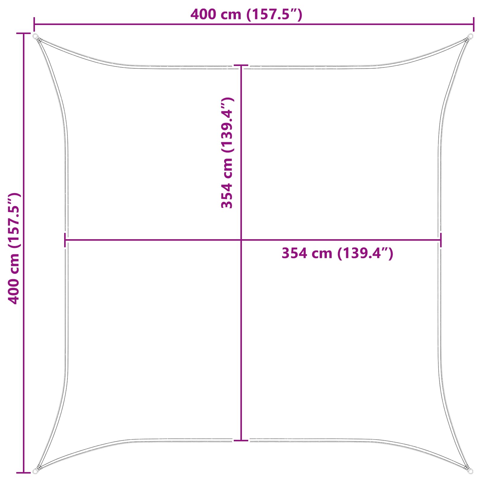 Jedro za sunce Svijetlo siva i bijela. 4 x 4 m