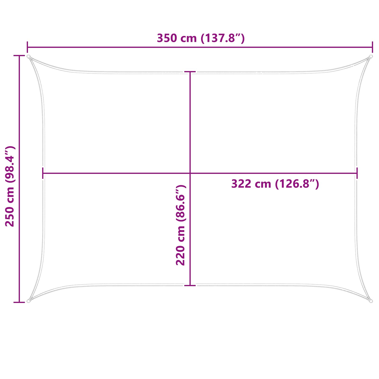 Jedro za sunce 3,5 x 2,5 m 100% poliester Oxford Pravokutni