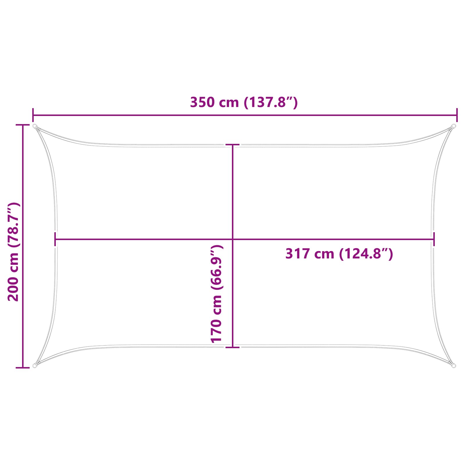 Jedro za sunce Svijetlo siva i bijela. 3,5 x 2 m