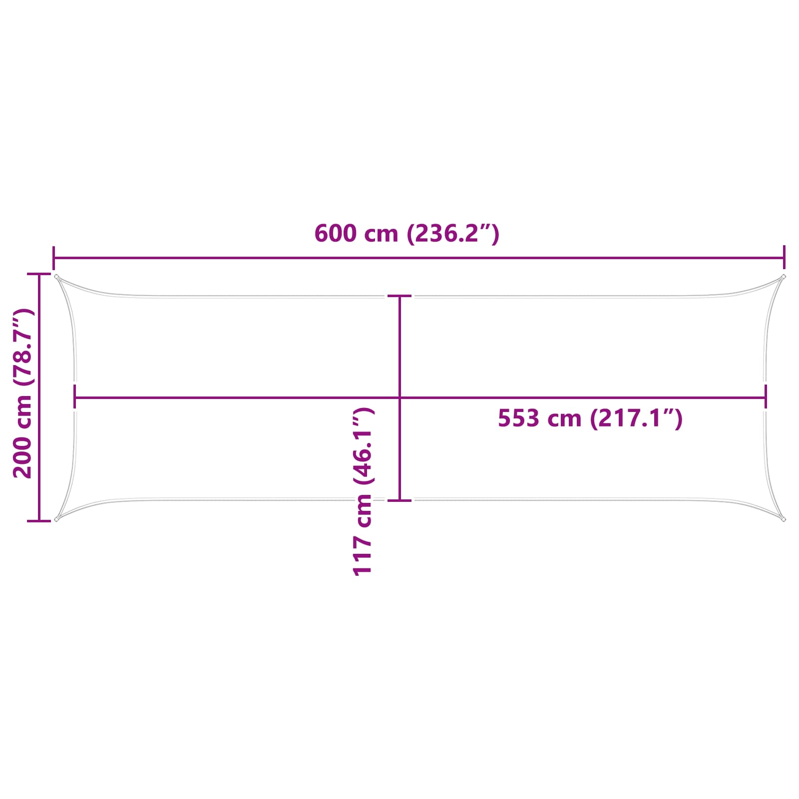 Jedro za sunce Svijetlo siva i bijela. 6 x 2 m
