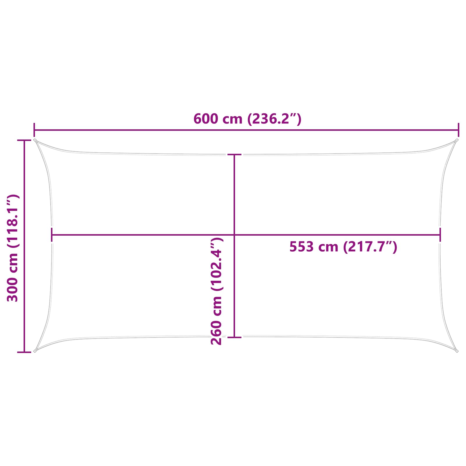 Jedro za sunce Svijetlo siva i bijela. 6 x 3 m