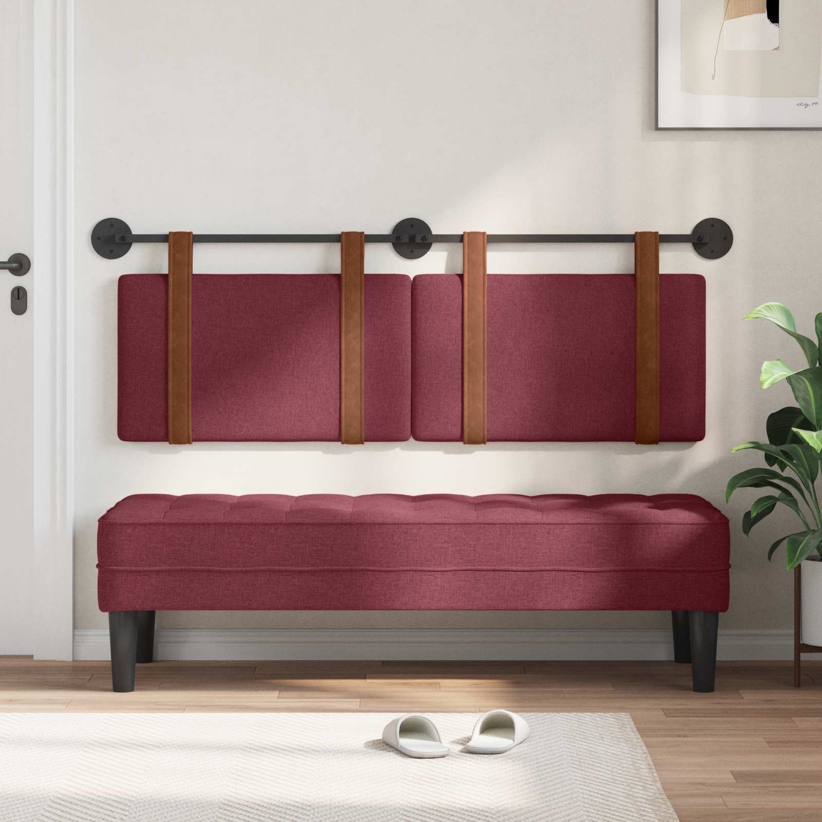 Držeće uzglavlje Zidne Vinska crvena 150 x 55 x 5 cm Antikni PU