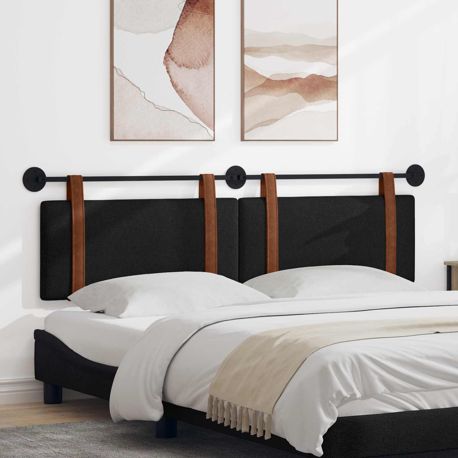 Držeće uzglavlje Zidne Crna 190 x 55 x 5 cm Antikni PU
