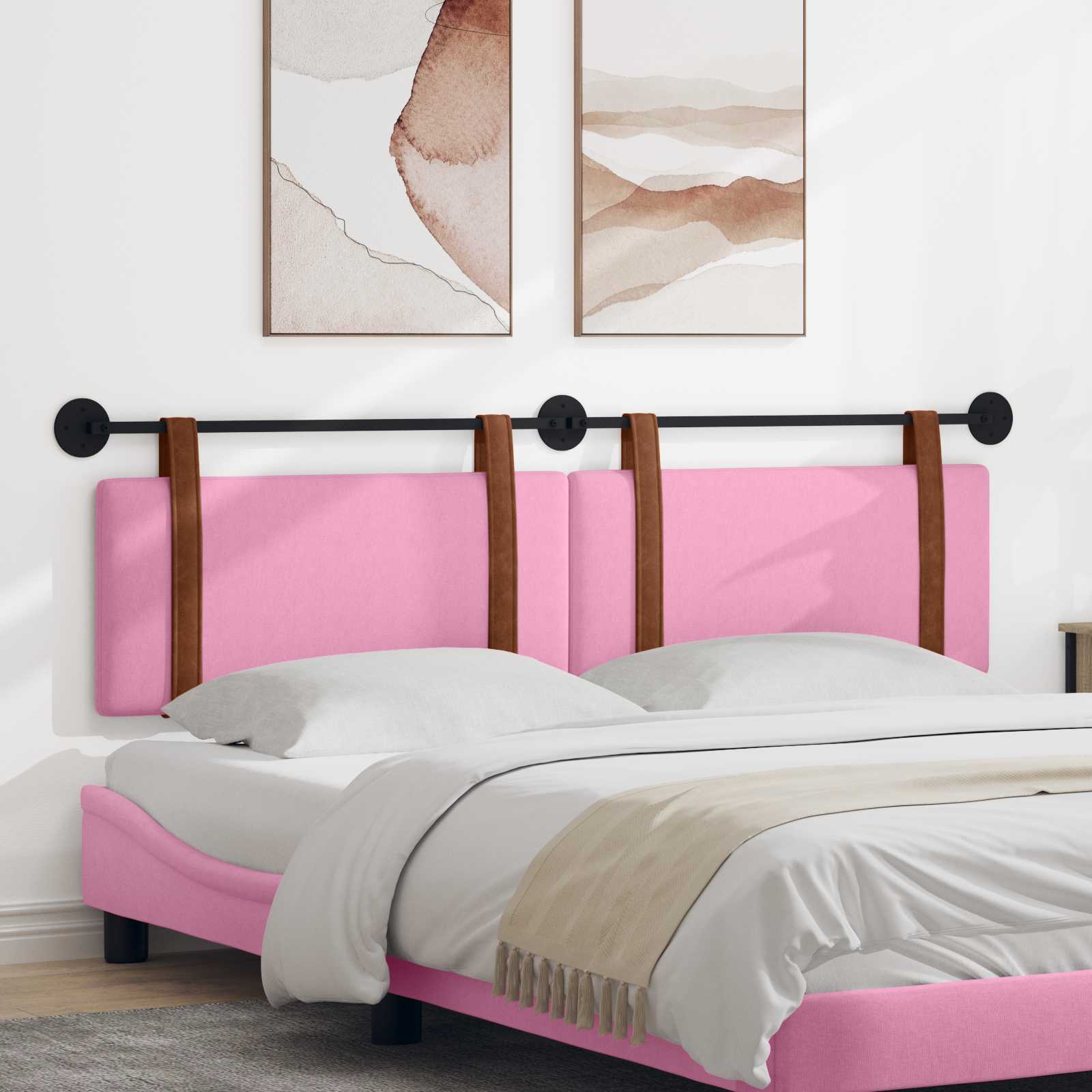 Držeće uzglavlje Zidne Ružičasta 190 x 55 x 5 cm Antikni PU