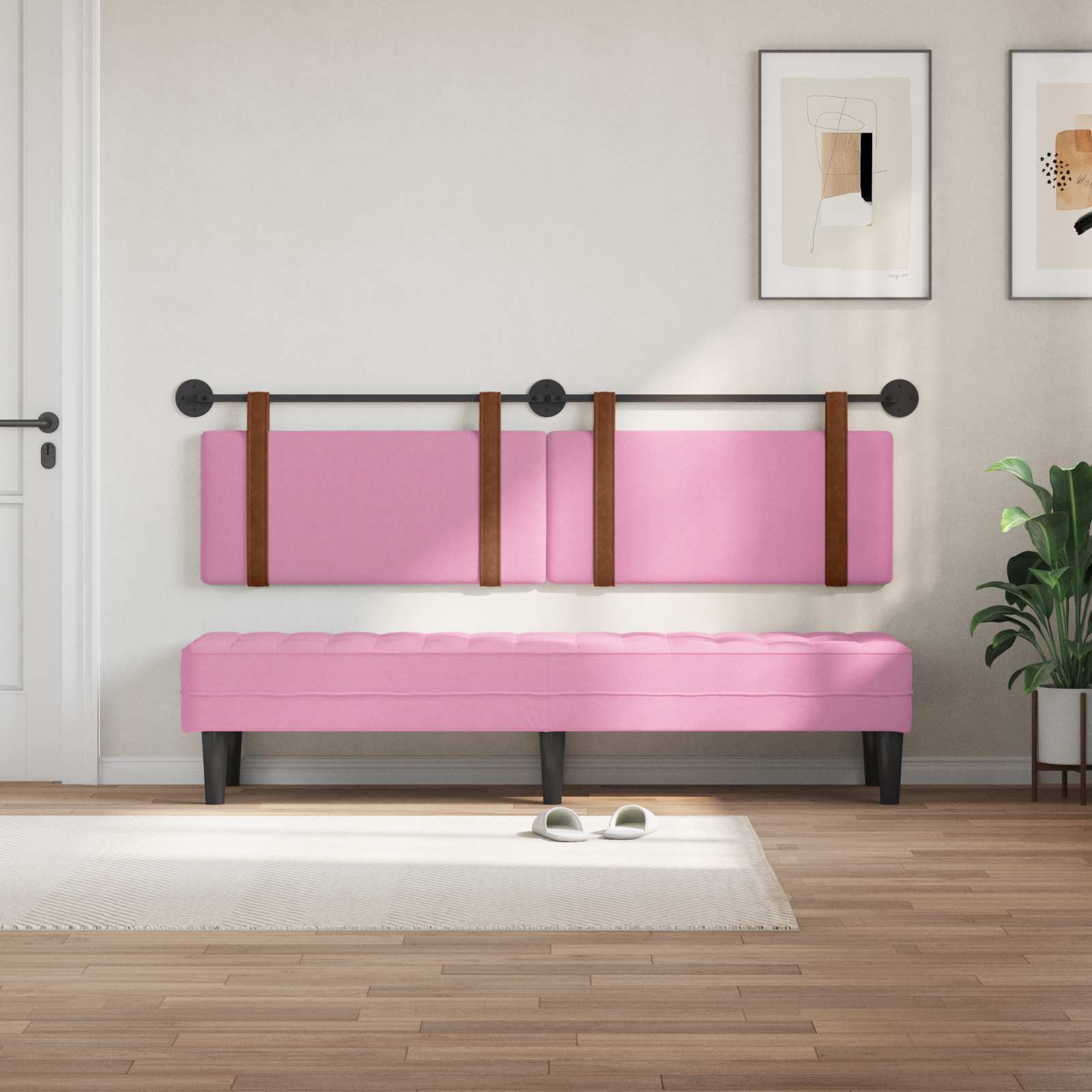 Držeće uzglavlje Zidne Ružičasta 190 x 55 x 5 cm Antikni PU