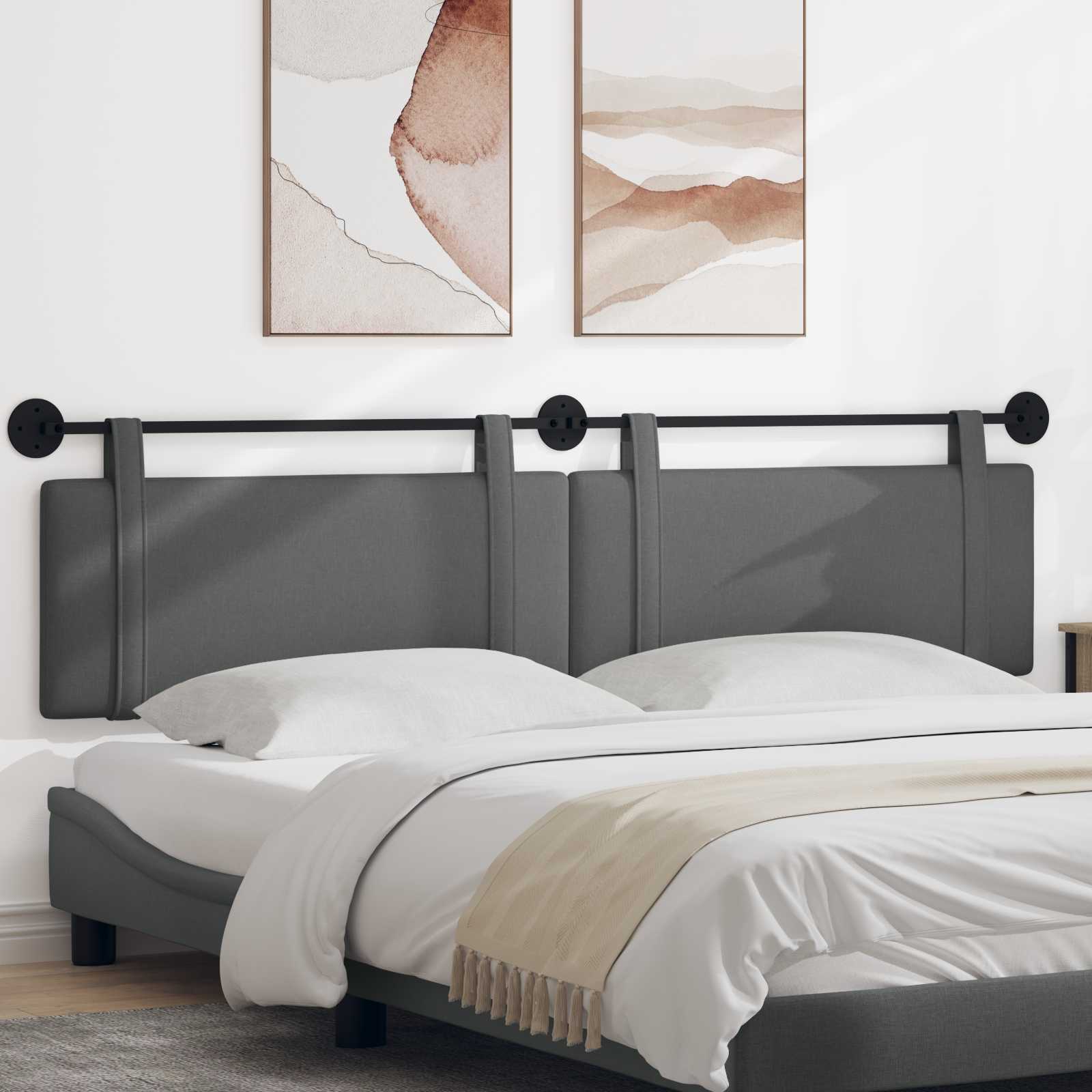 Viseće uzglavlje kreveta Tamno siva Tkanina