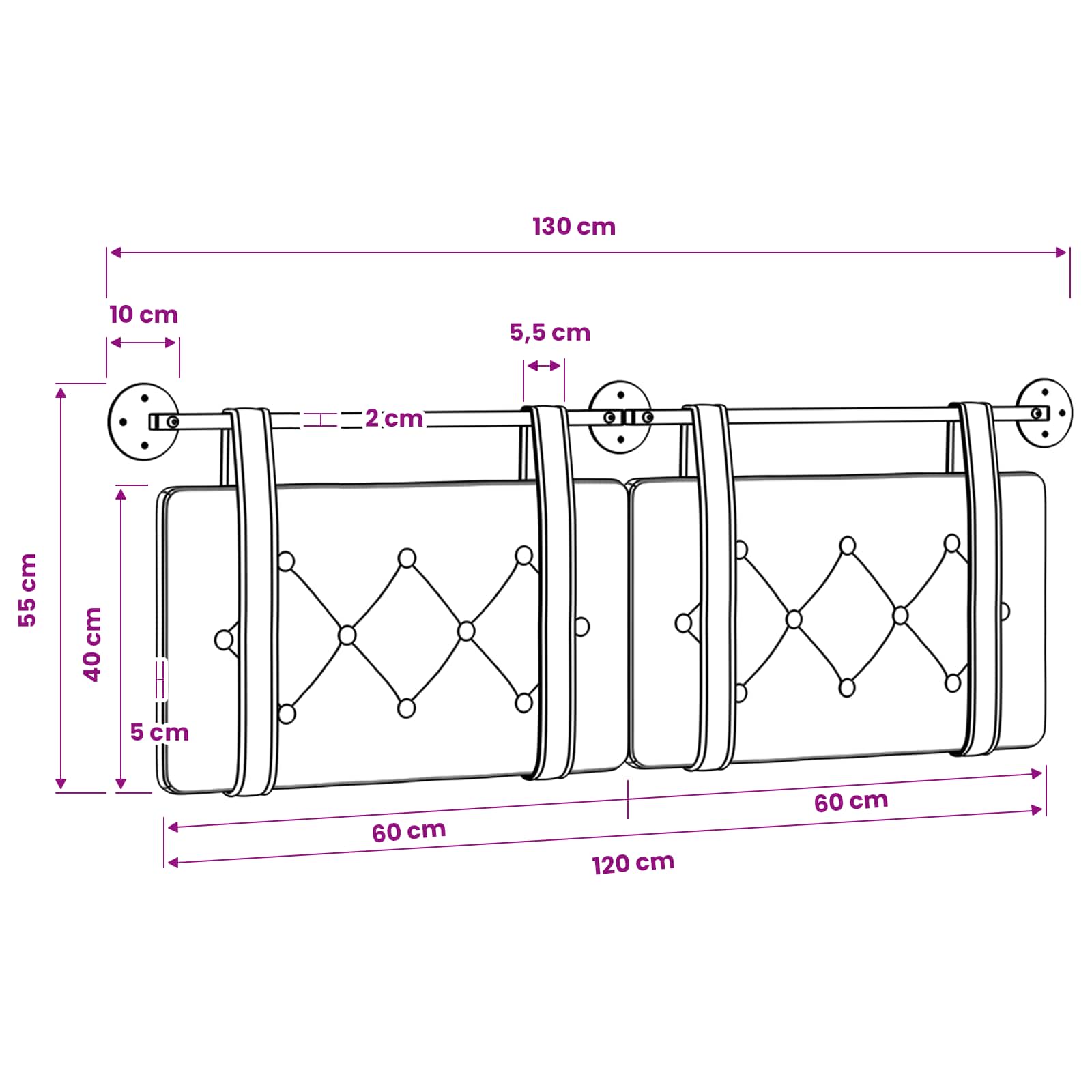 Viseće uzglavlje kreveta Svijetlo zelena Baršun
