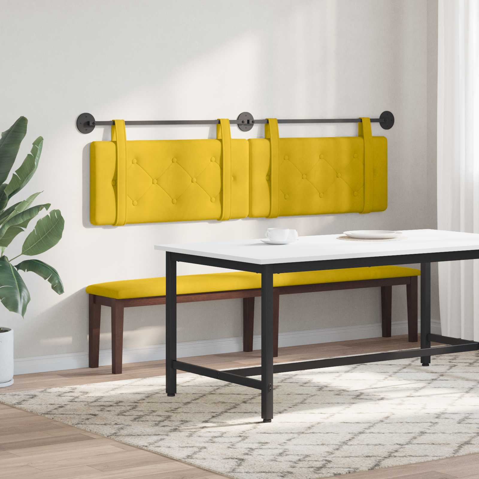 Viseće uzglavlje kreveta Žuta Baršun