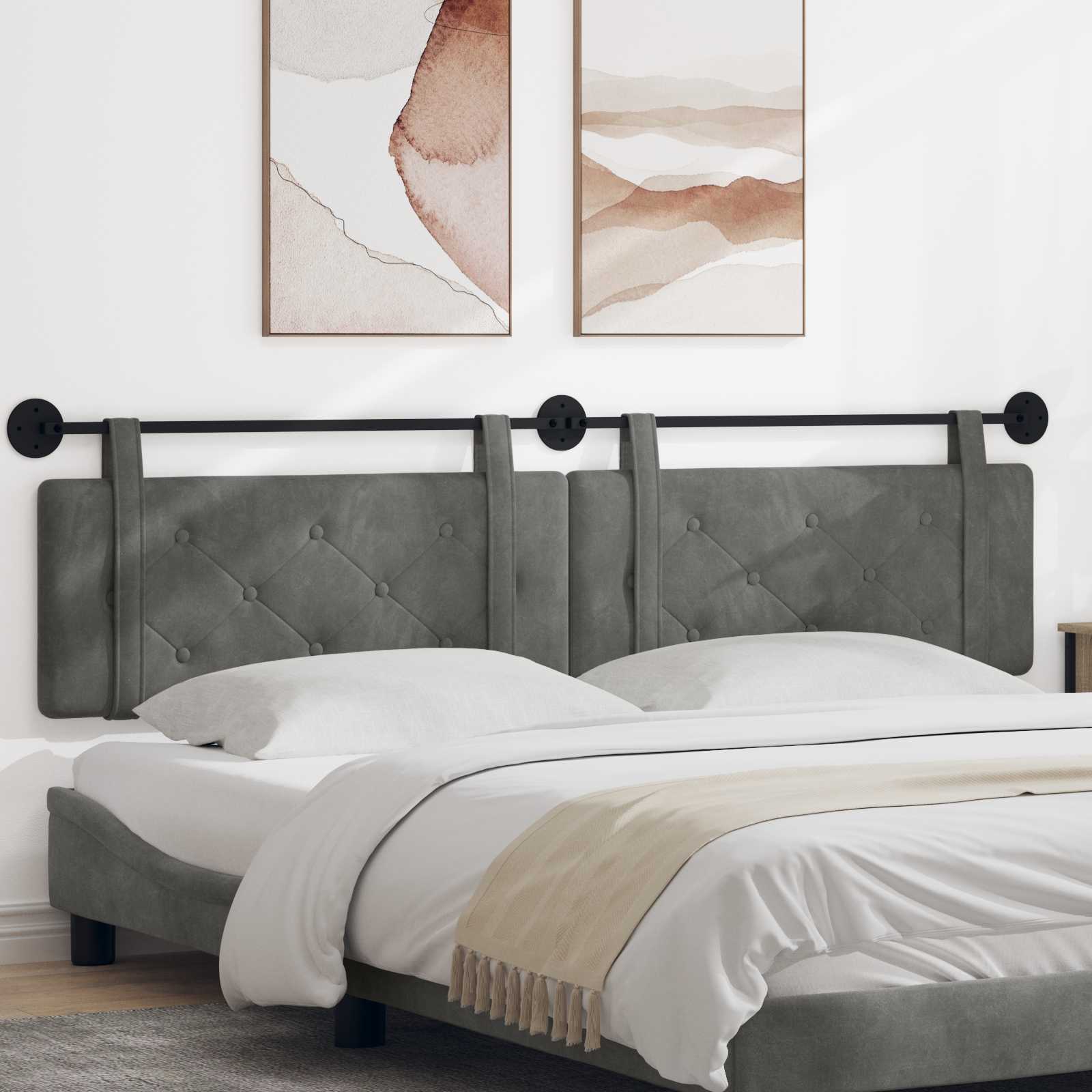 Viseće uzglavlje kreveta Tamno siva Baršun