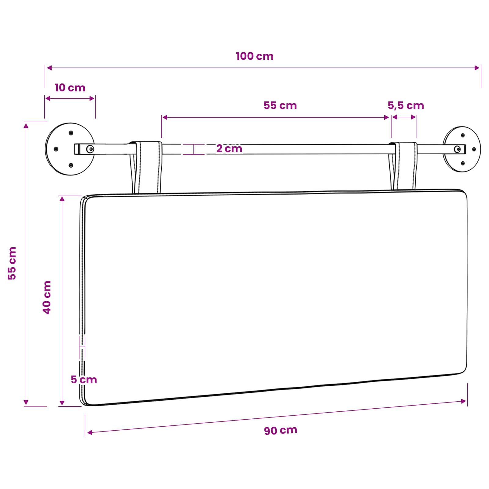 Viseće uzglavlje kreveta Kordura tekstil
