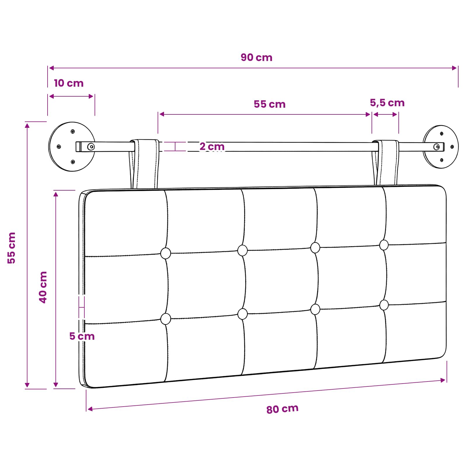 Viseće uzglavlje kreveta Tkanina