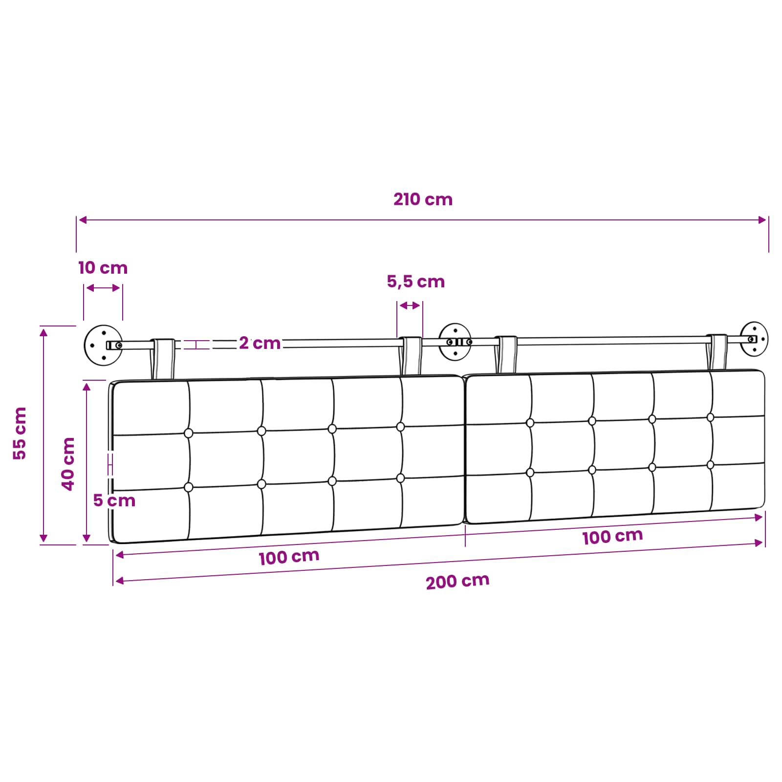 Viseće uzglavlje kreveta Krema Umjetna koža