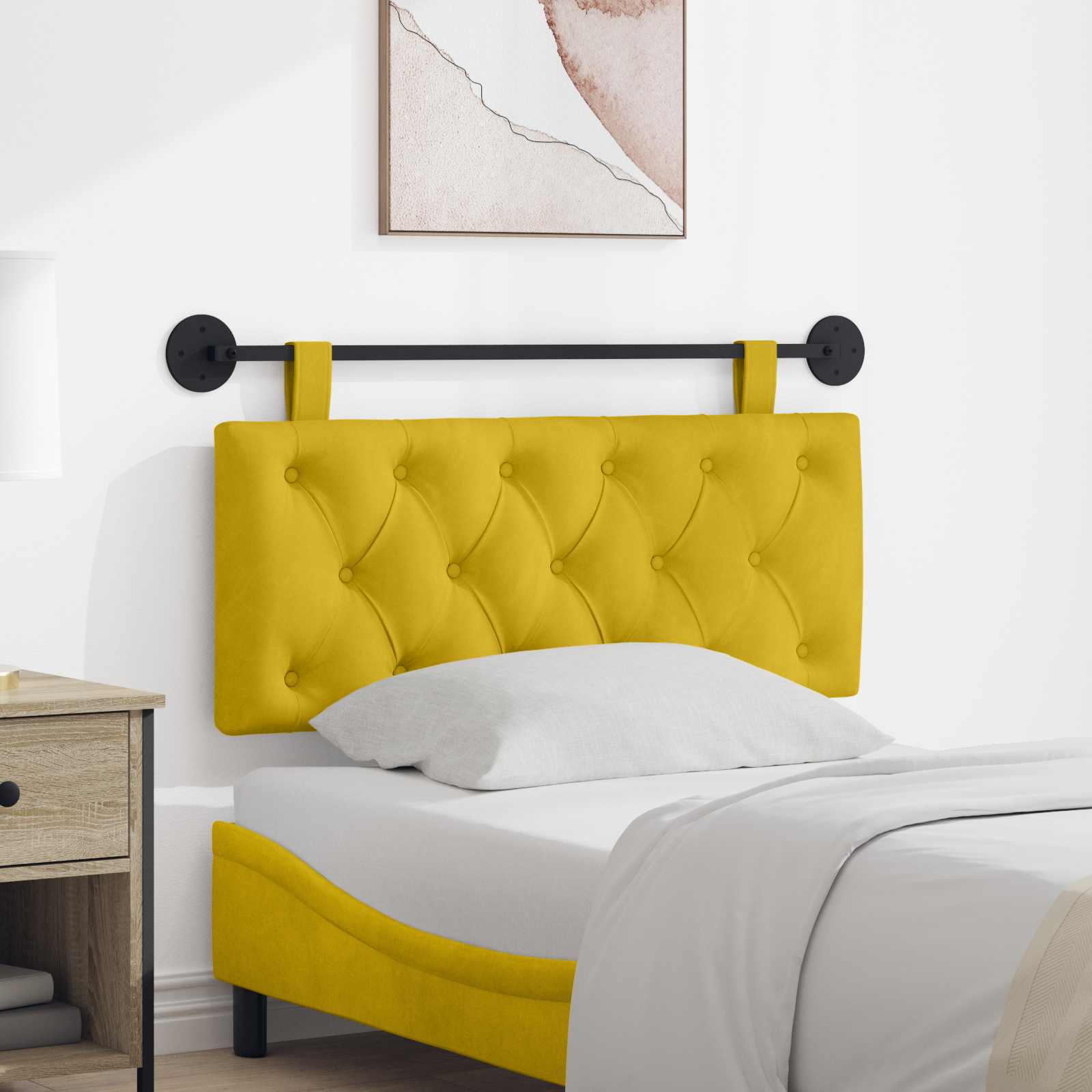 Viseće uzglavlje kreveta S LED svjetlom Žuta Baršun