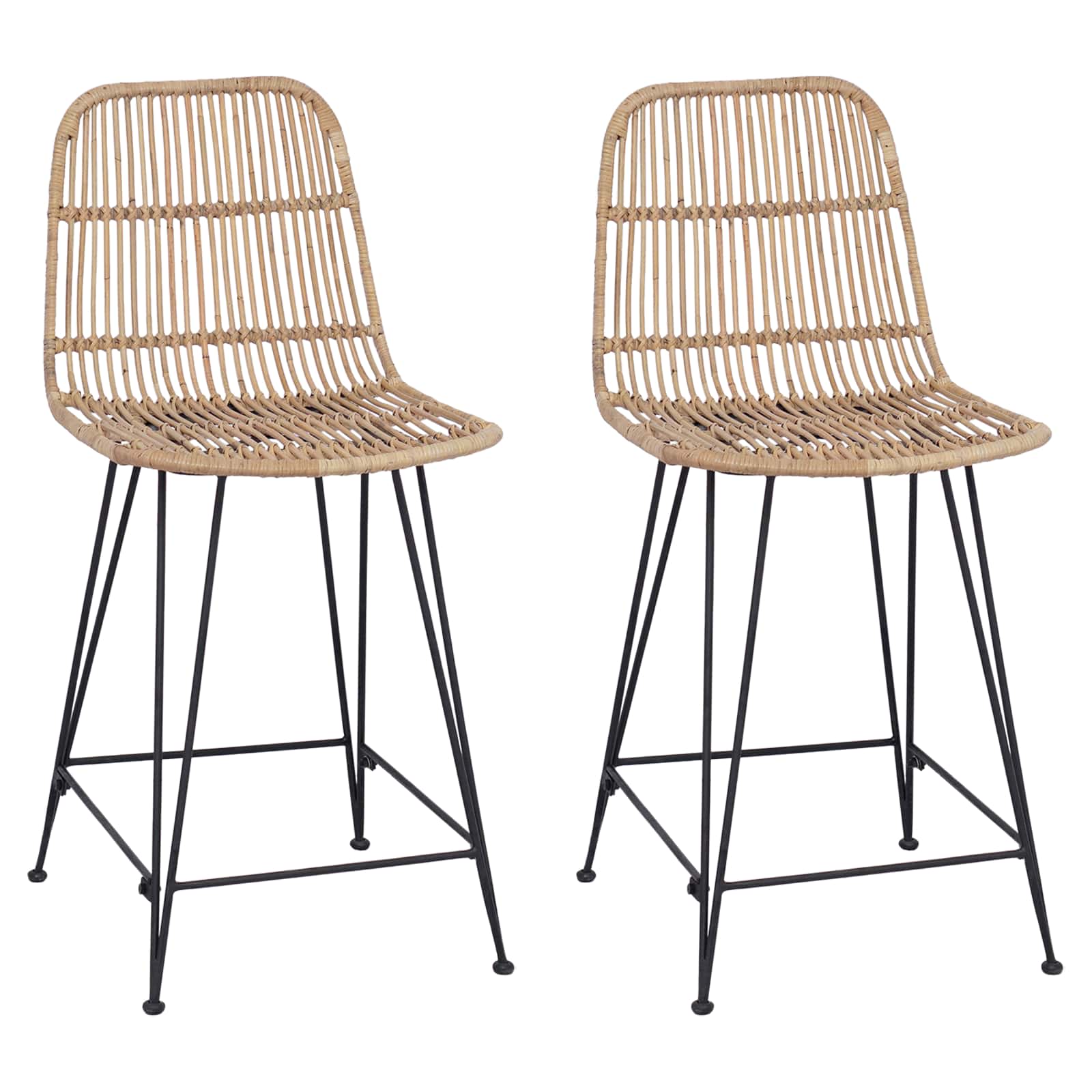 Barska stolica 2 pcs Prirodna 44 x 54 x 96 cm Ratan i Čelik