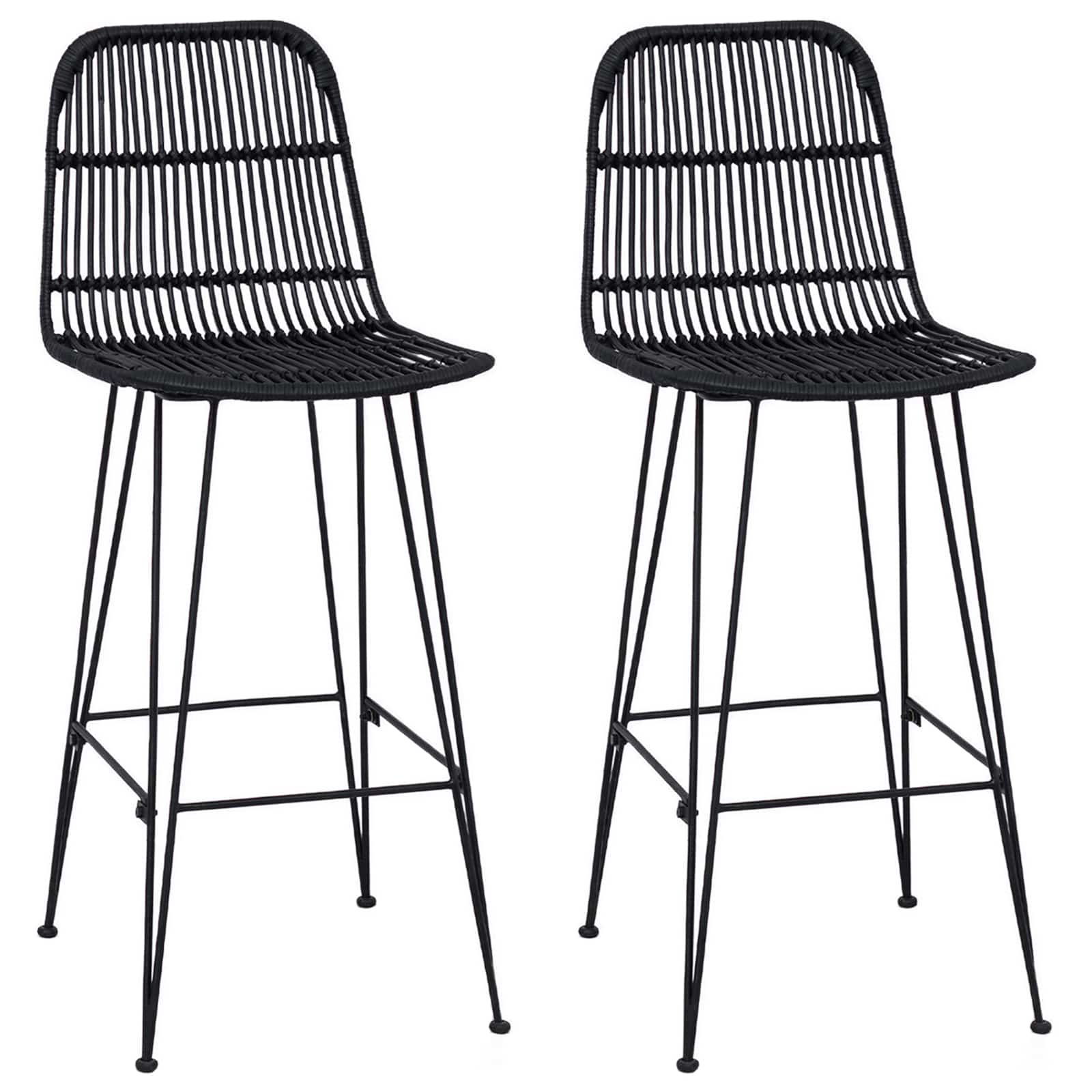Barska stolica 2 pcs Crna 44 x 55 x 109 cm Ratan i Čelik