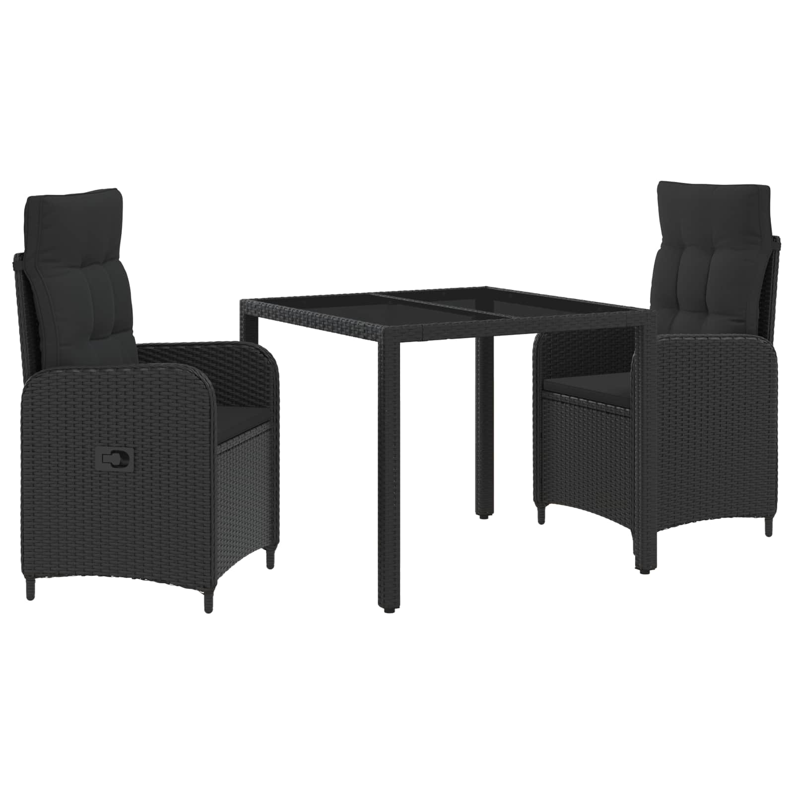 Vanjski set za objedovanje 3 pcs Crna 90 x 90 x 75 cm poliratan