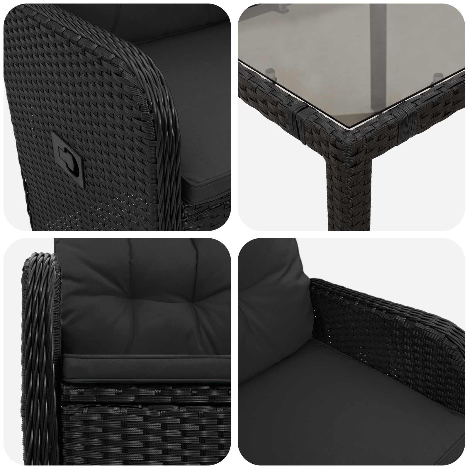Vanjski set za objedovanje 5 pcs Crna 150 x 90 x 75 cm