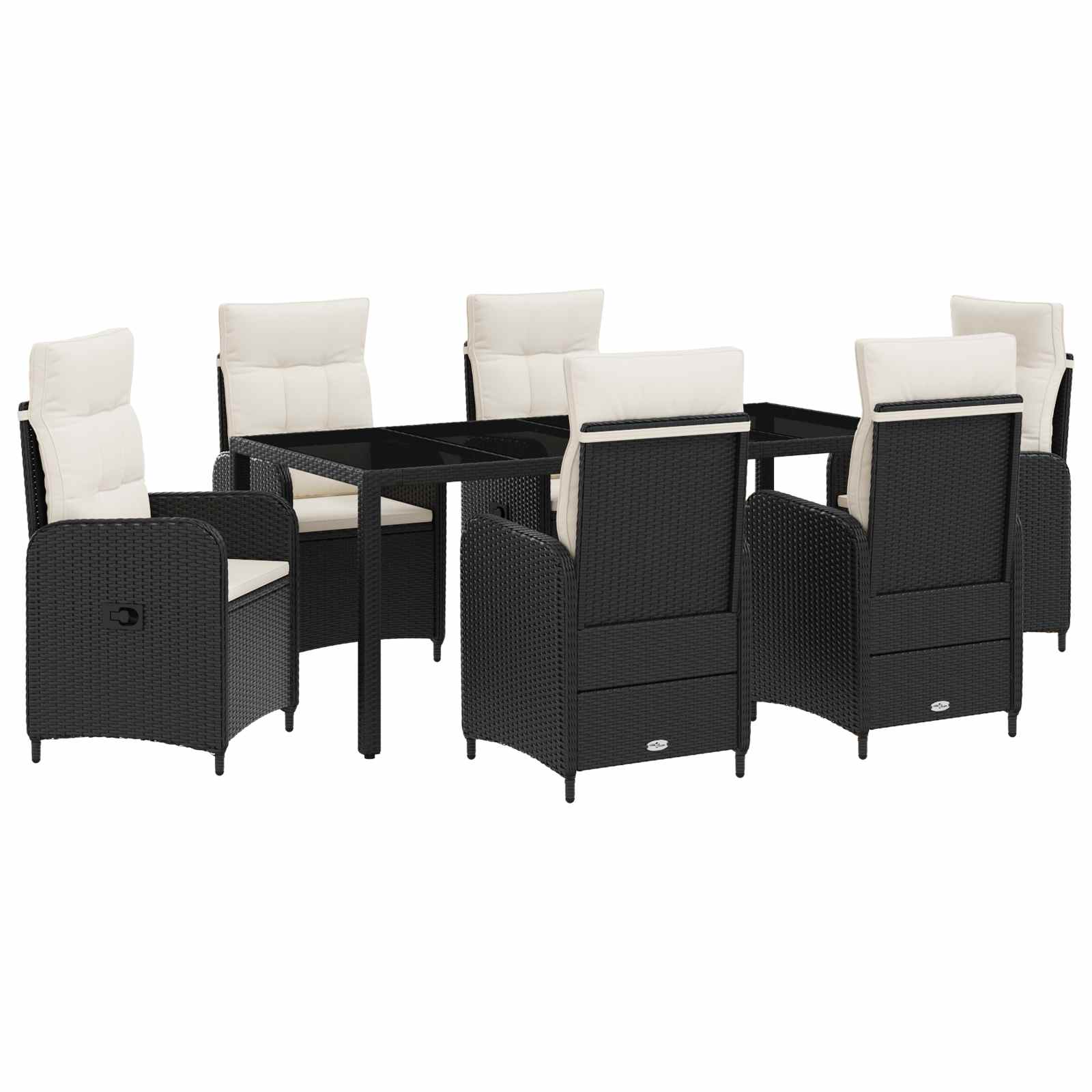 Vanjski set za objedovanje 7 pcs Crna i krem-bijela