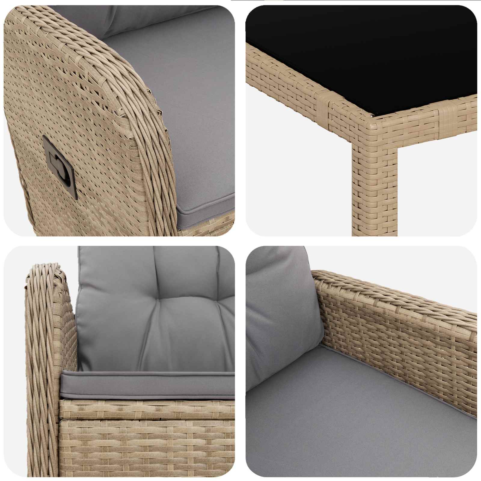 Vanjski set za objedovanje 7 pcs Bež i svijetlo siva