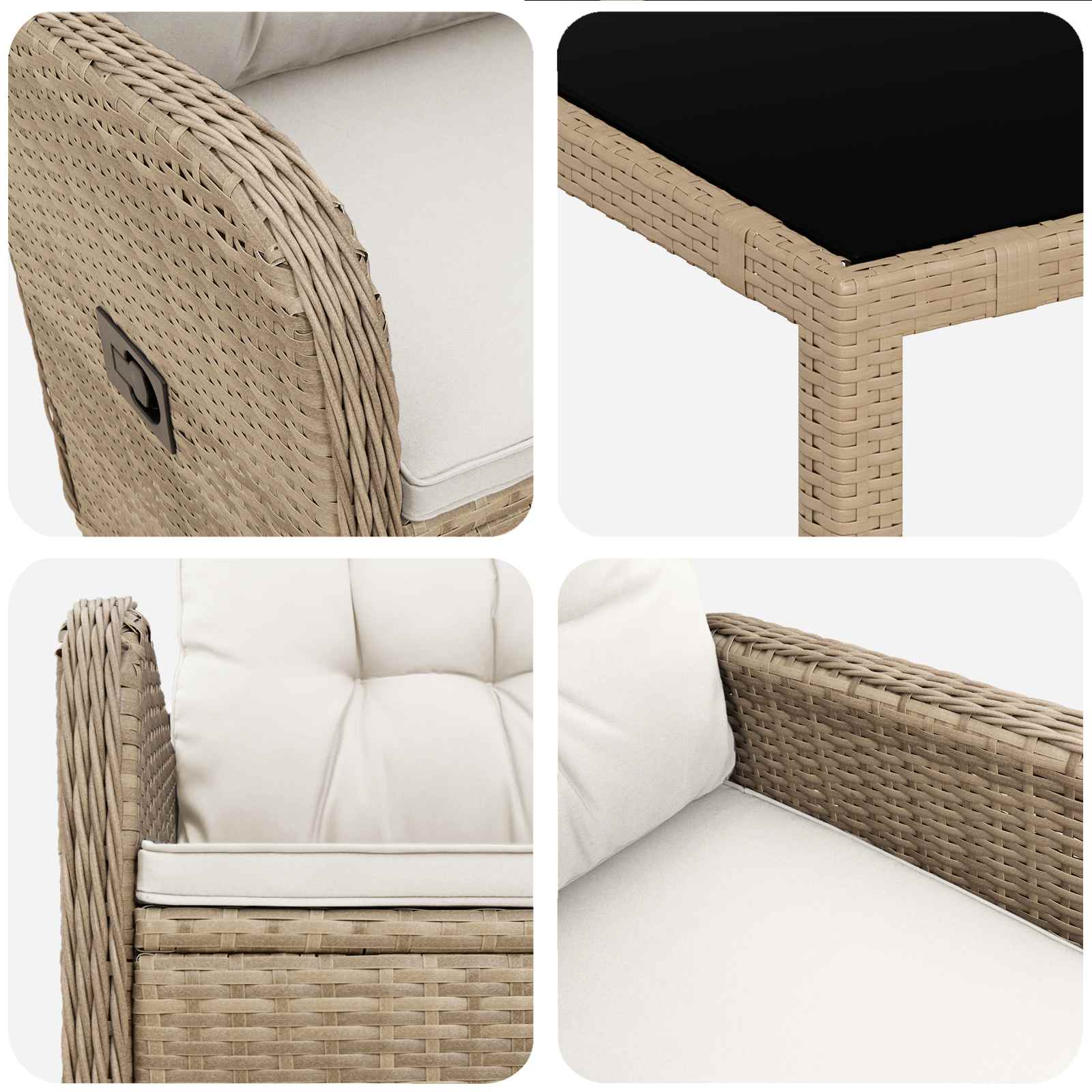 Vanjski set za objedovanje 7 pcs Bež i krem bijela