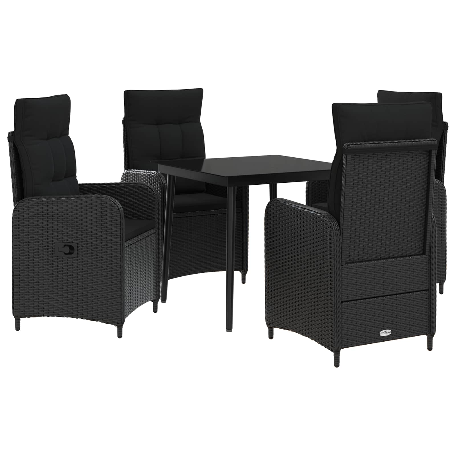 Set stolića za sofu s jastukom s jastukom 5 pcs Crna