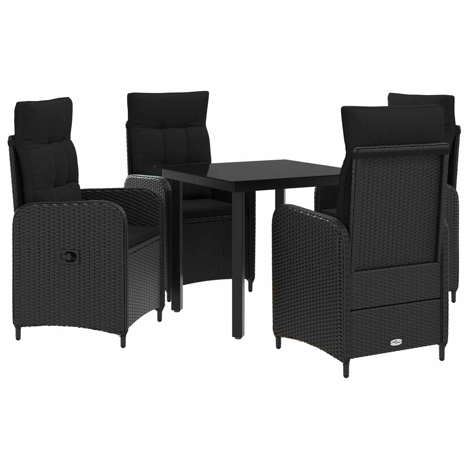 Set stolića za sofu s jastukom s jastukom 5 pcs Crna