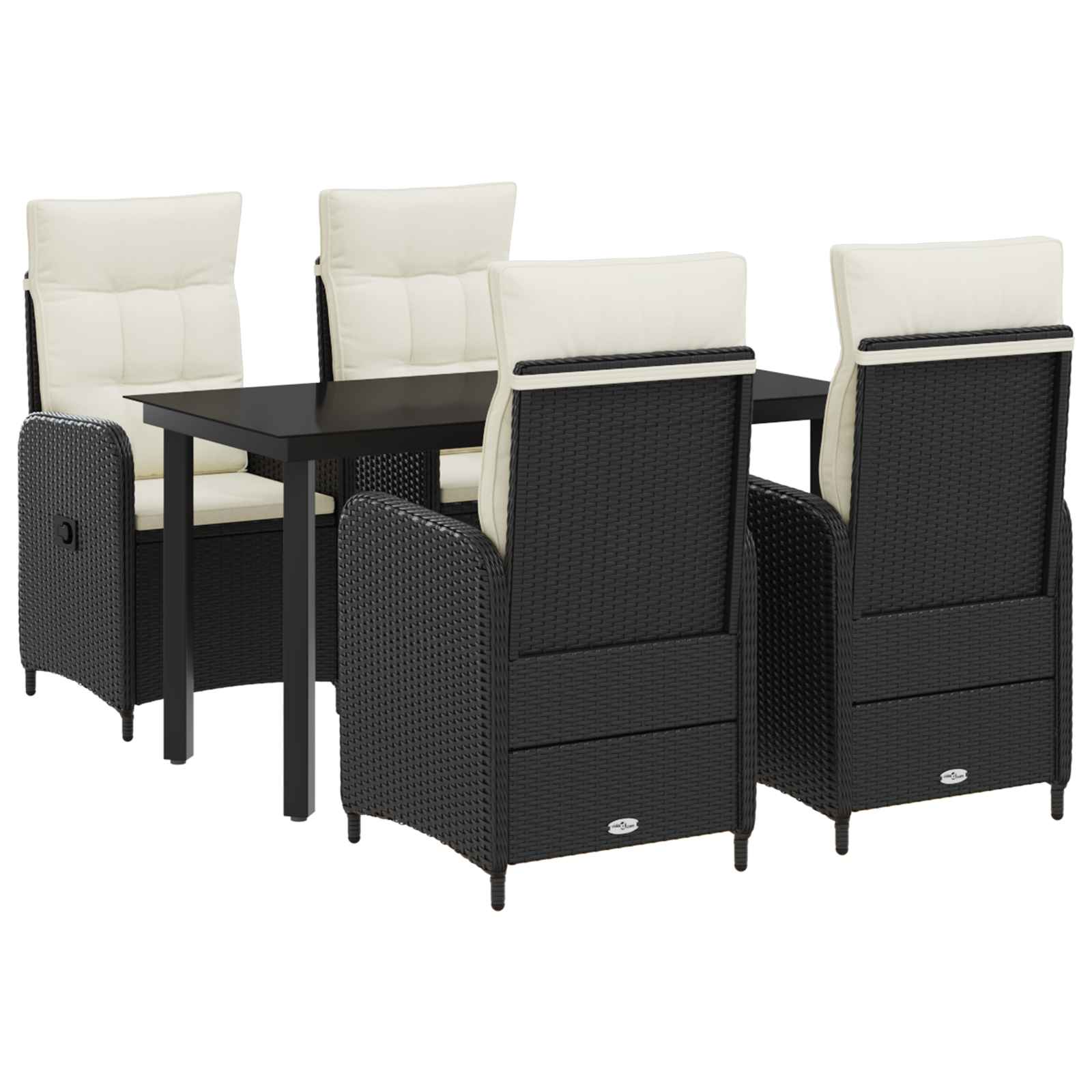 Set stolića za sofu s jastukom 5 pcs Crna i krem-bijela