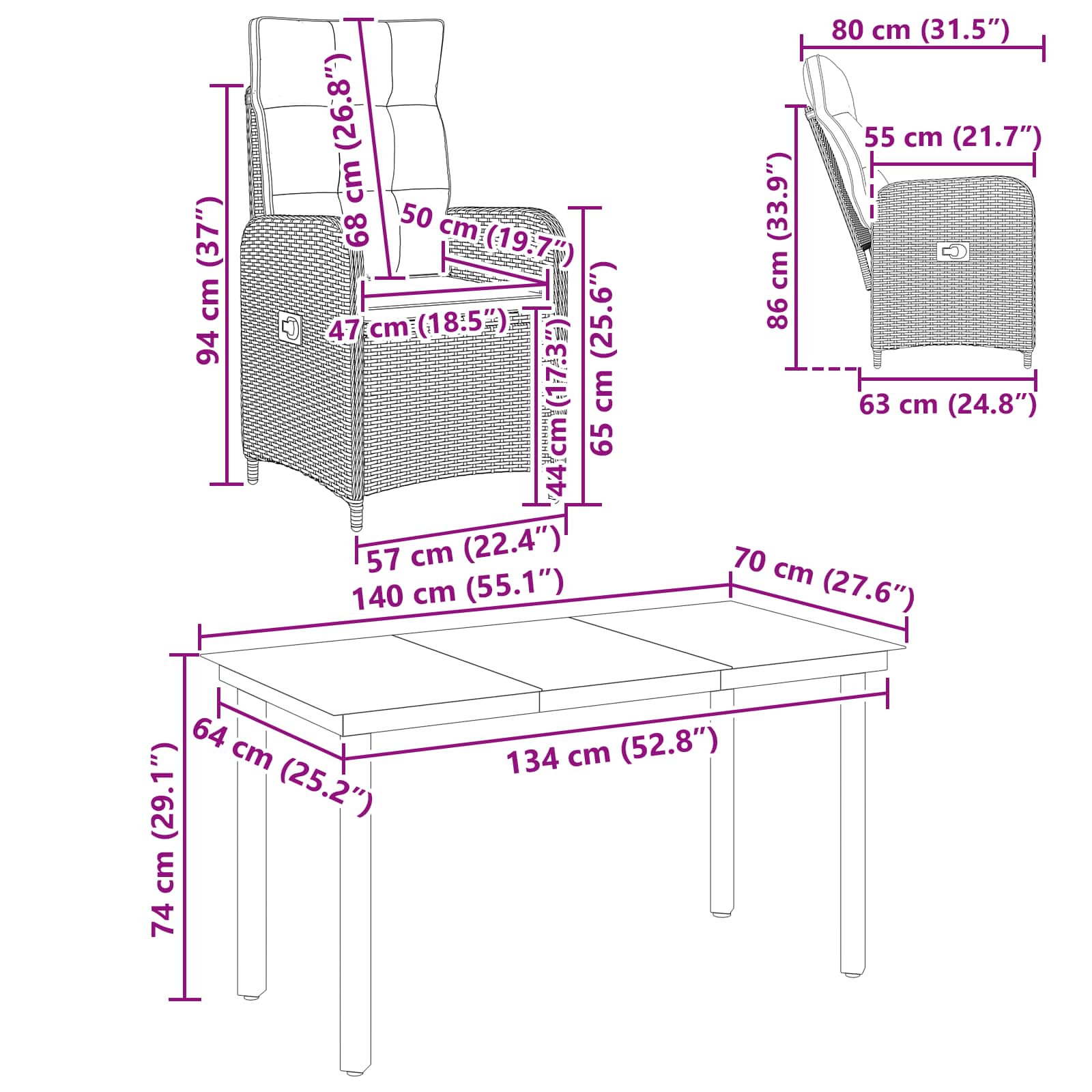 Set stolića za sofu s jastukom 5 pcs Crna i krem-bijela