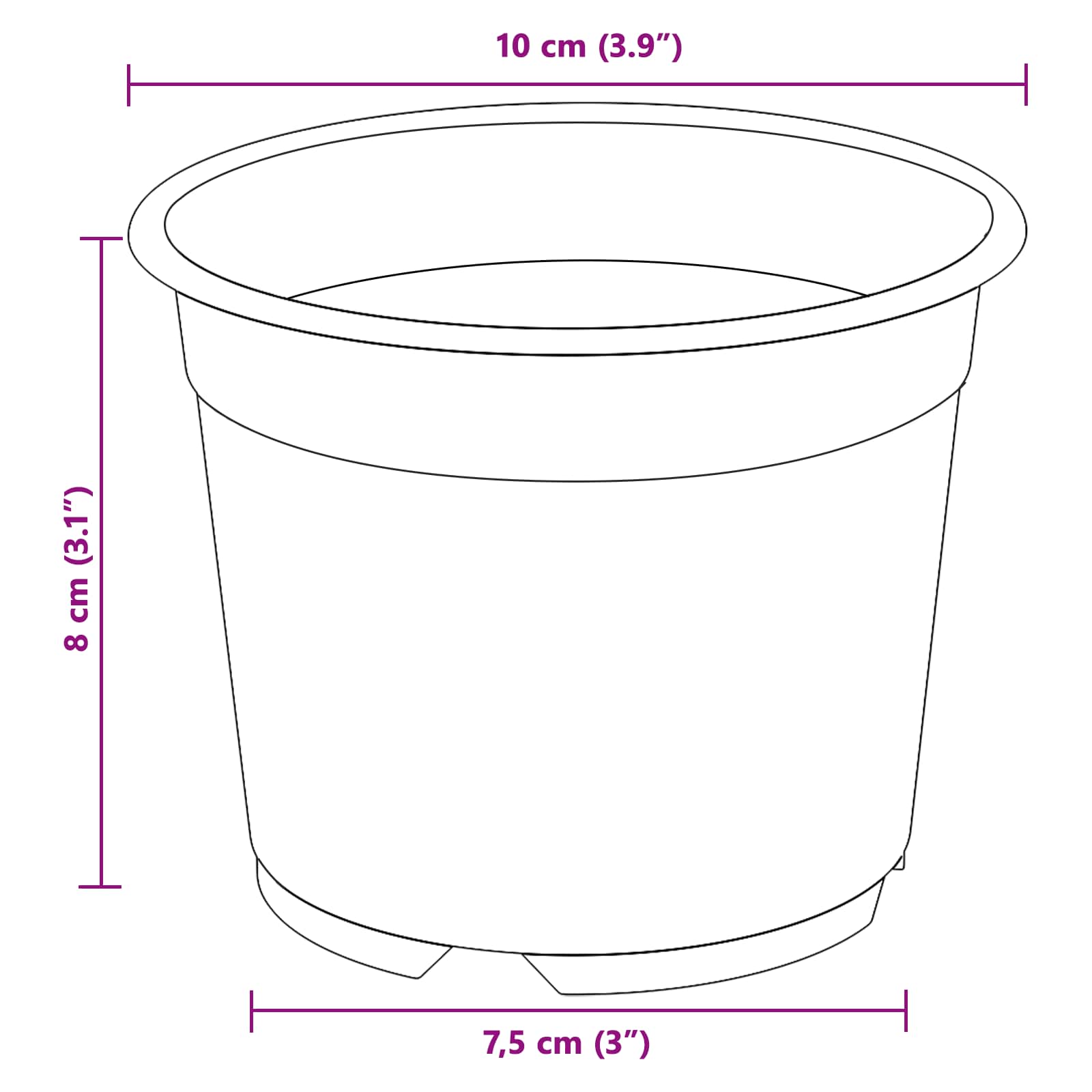 Okrugla saksija za cveće 200 pcs Crna Ø 10 x 8 cm Plastika