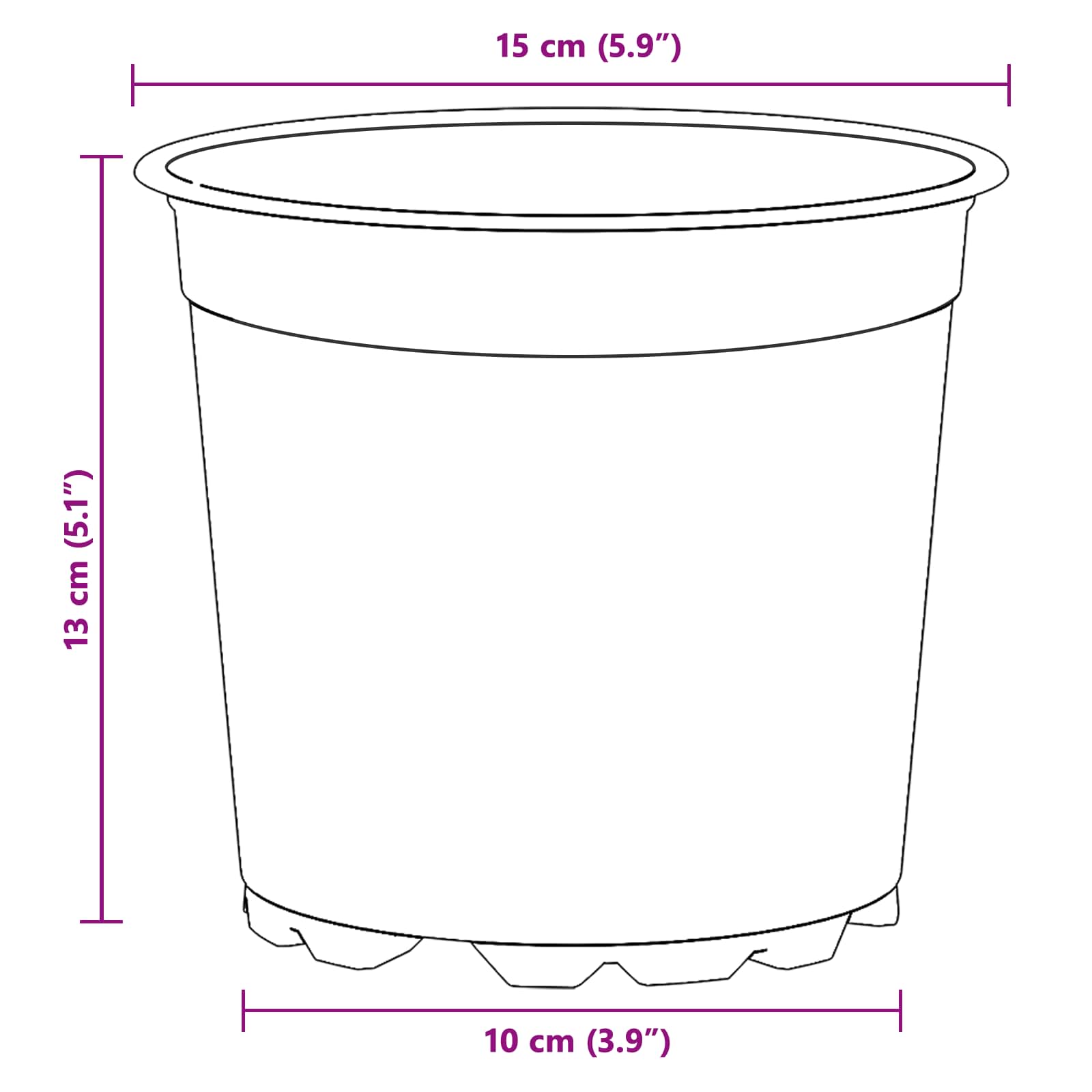 Lonac za cvijeće 100 pcs Crna Ø 15 x 13 cm Plastika