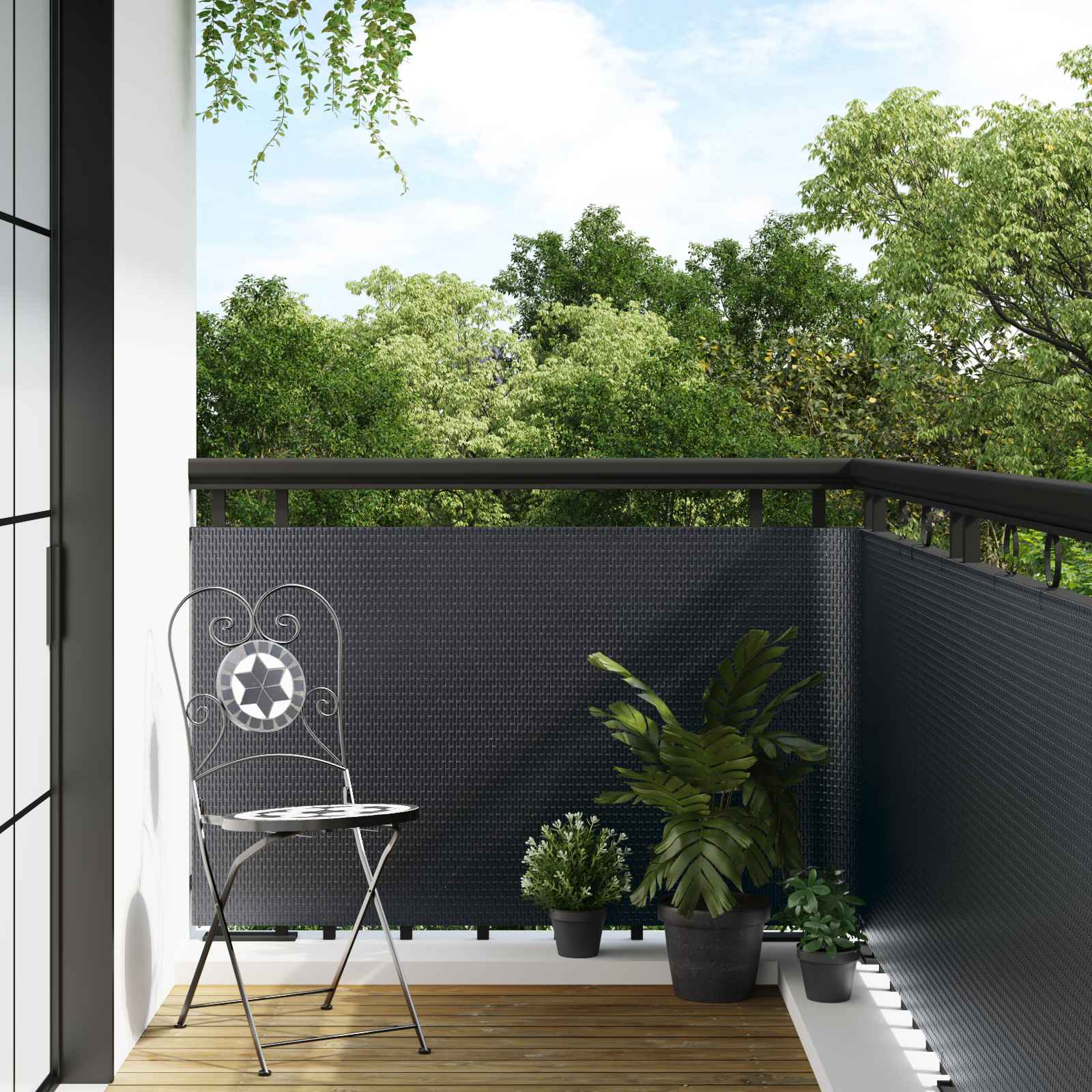 Balcony ekran Tamnosiva 600 x 100 cm poliratan